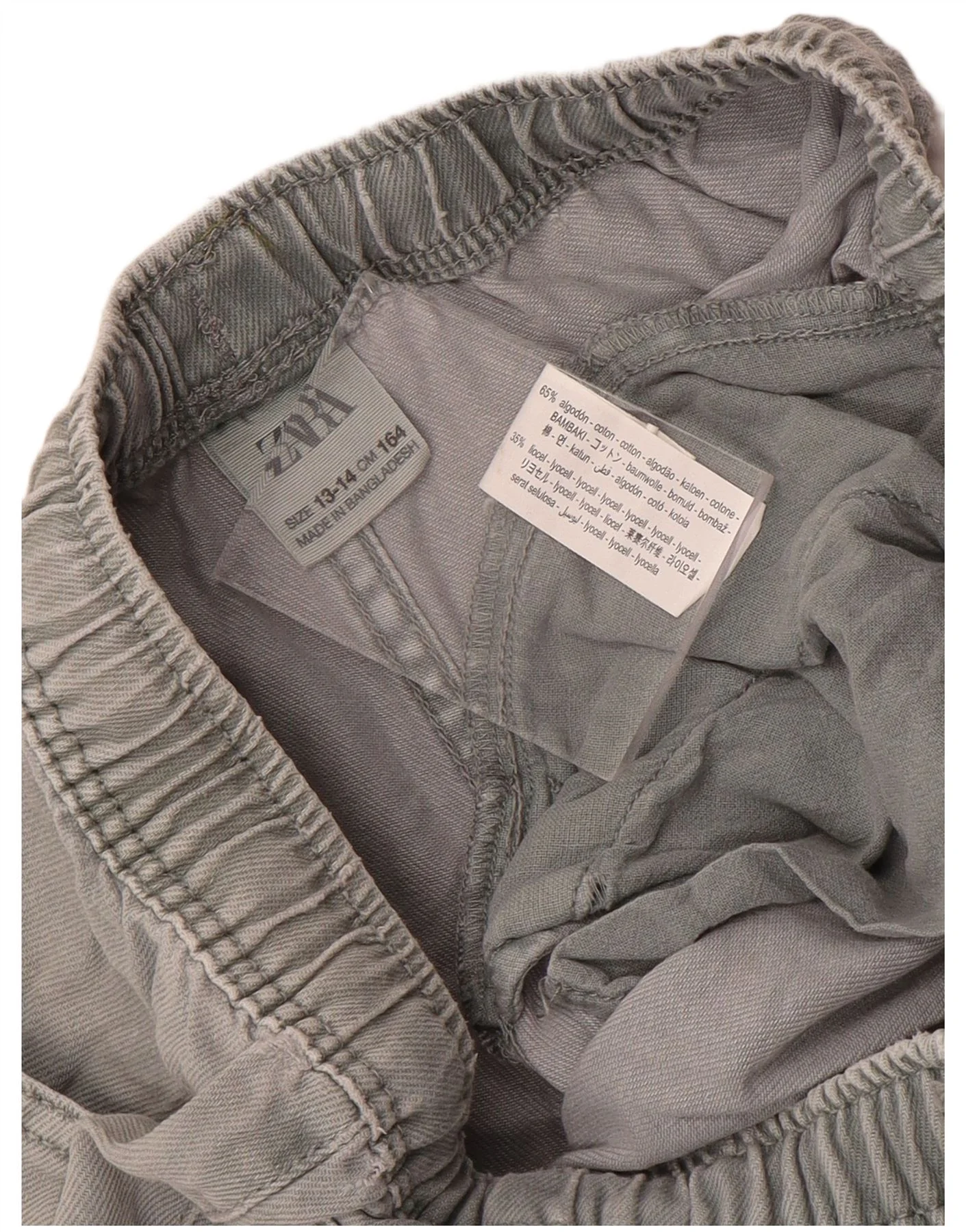 Zara Boys Straight Cargo Trousers 13-14 Years W28 L27 Grey Cotton - Image 3