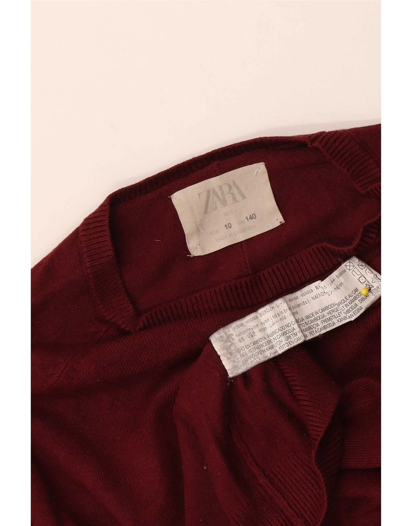 Zara Girls Boat Neck Jumper Sweater 9-10 Years Burgundy Viscose - Image 3