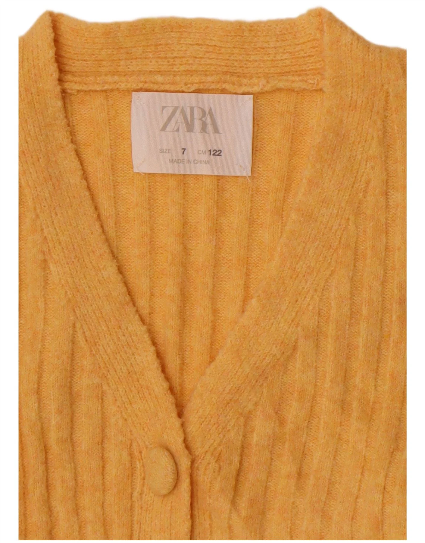 Zara Girls Cardigan Sweater 6-7 Years Yellow - Image 3