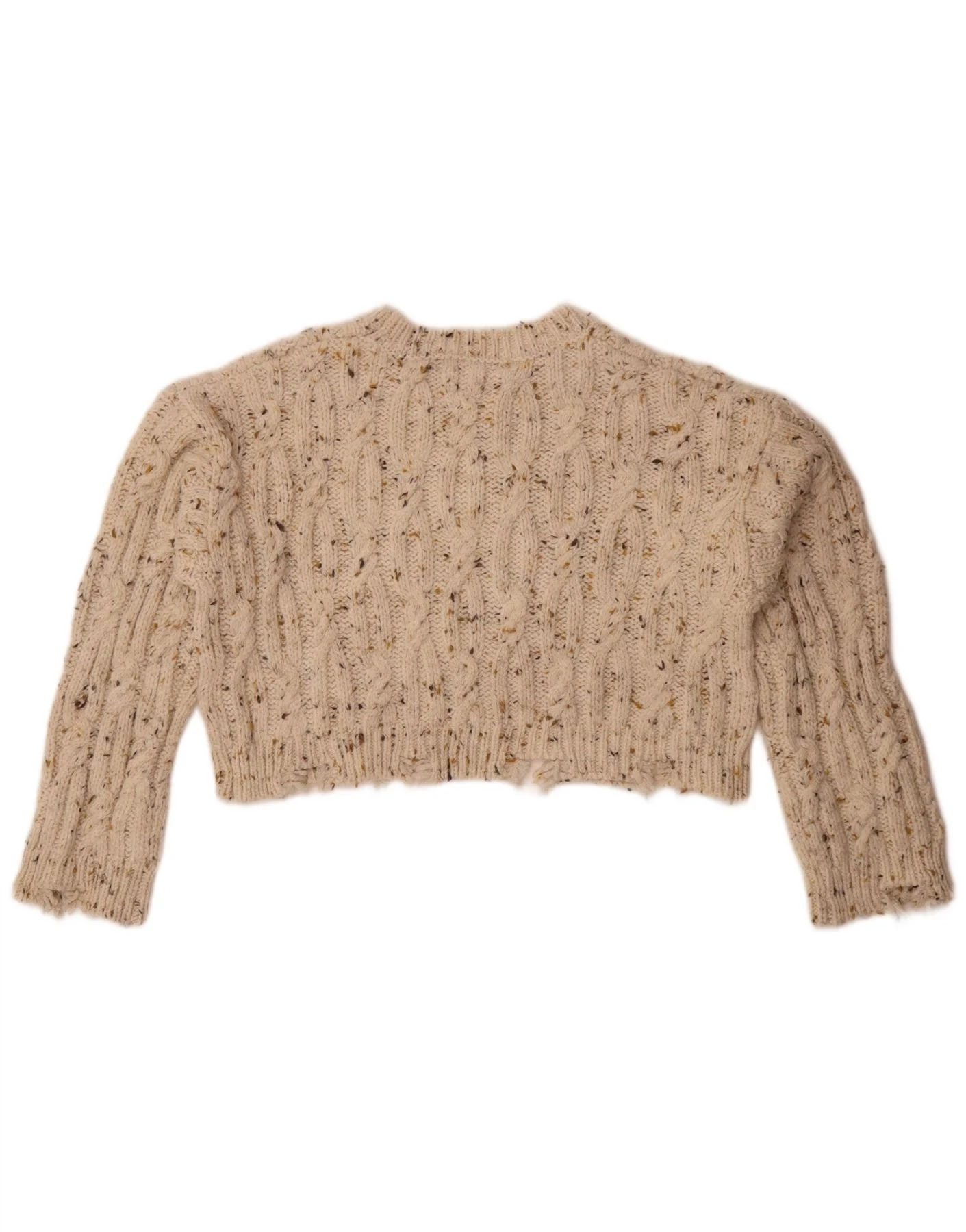 Zara Girls Crop Boat Neck Jumper Sweater 11-12 Years Off White Flecked - Image 2