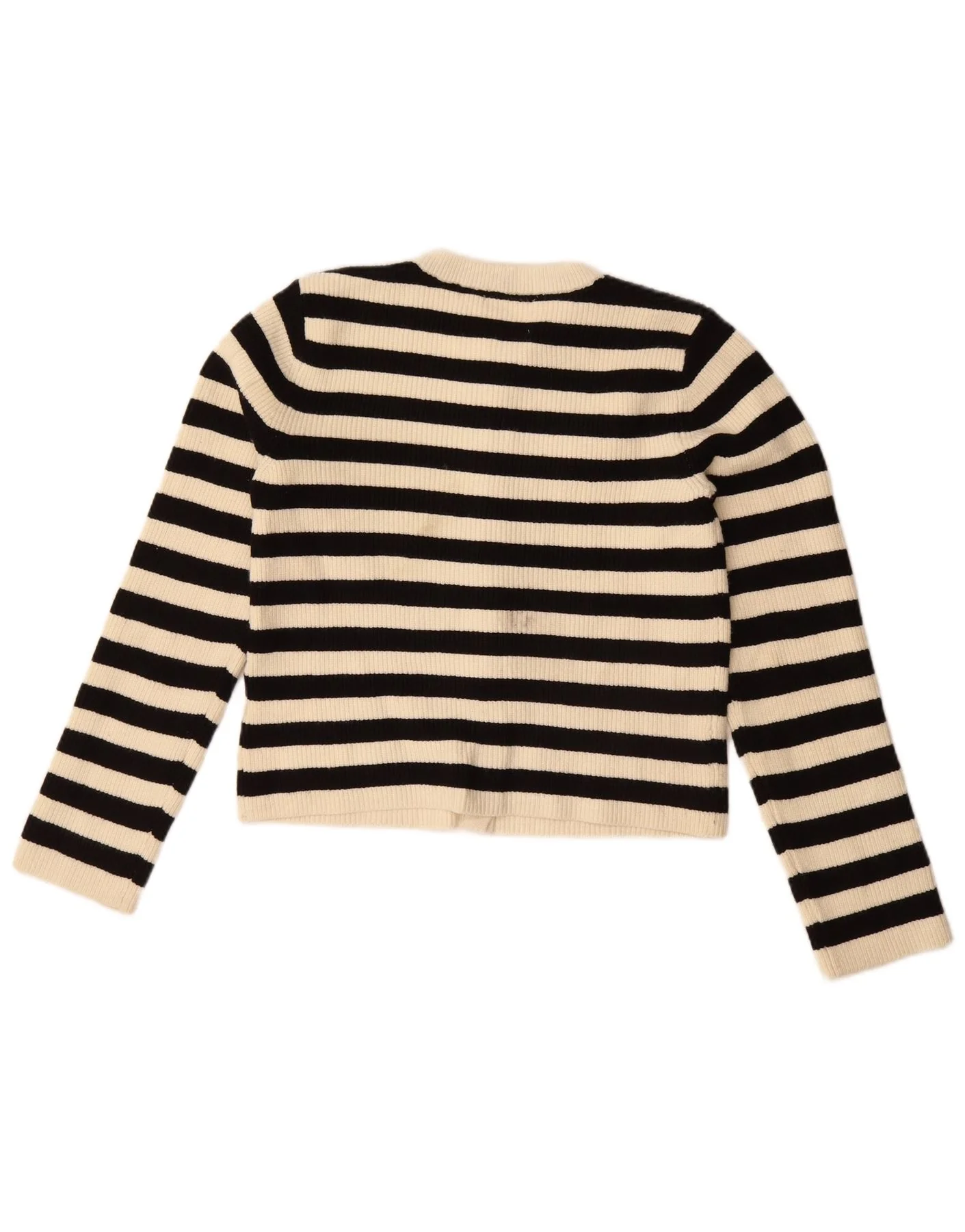 Zara Girls Crop Cardigan Sweater 13-14 Years Black Striped Viscose - Image 2