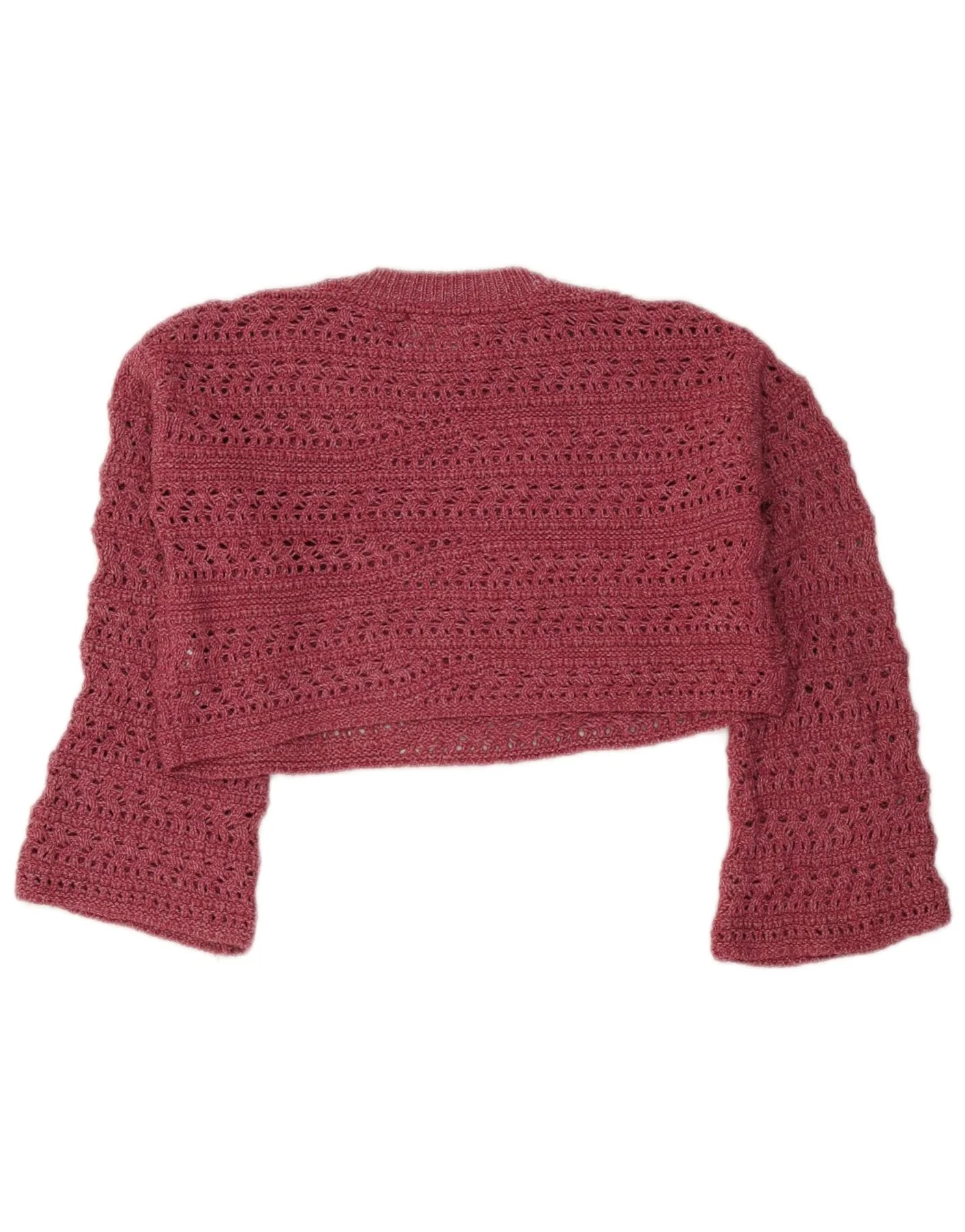 Zara Girls Crop Crew Neck Jumper Sweater 11-12 Years Pink Polyamide - Image 2
