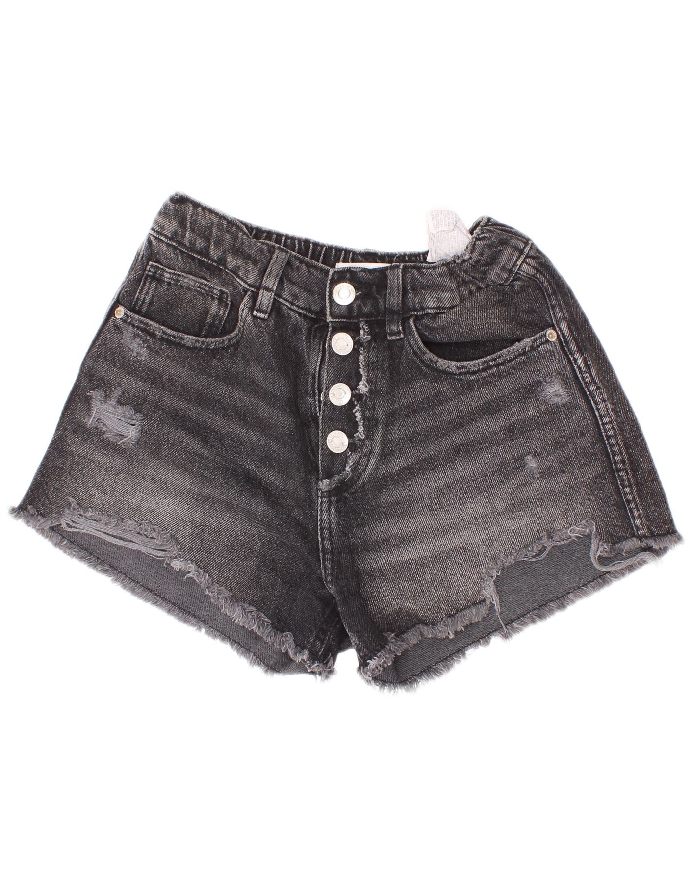 Zara Girls Denim Shorts 11-12 Years W26 Grey Cotton