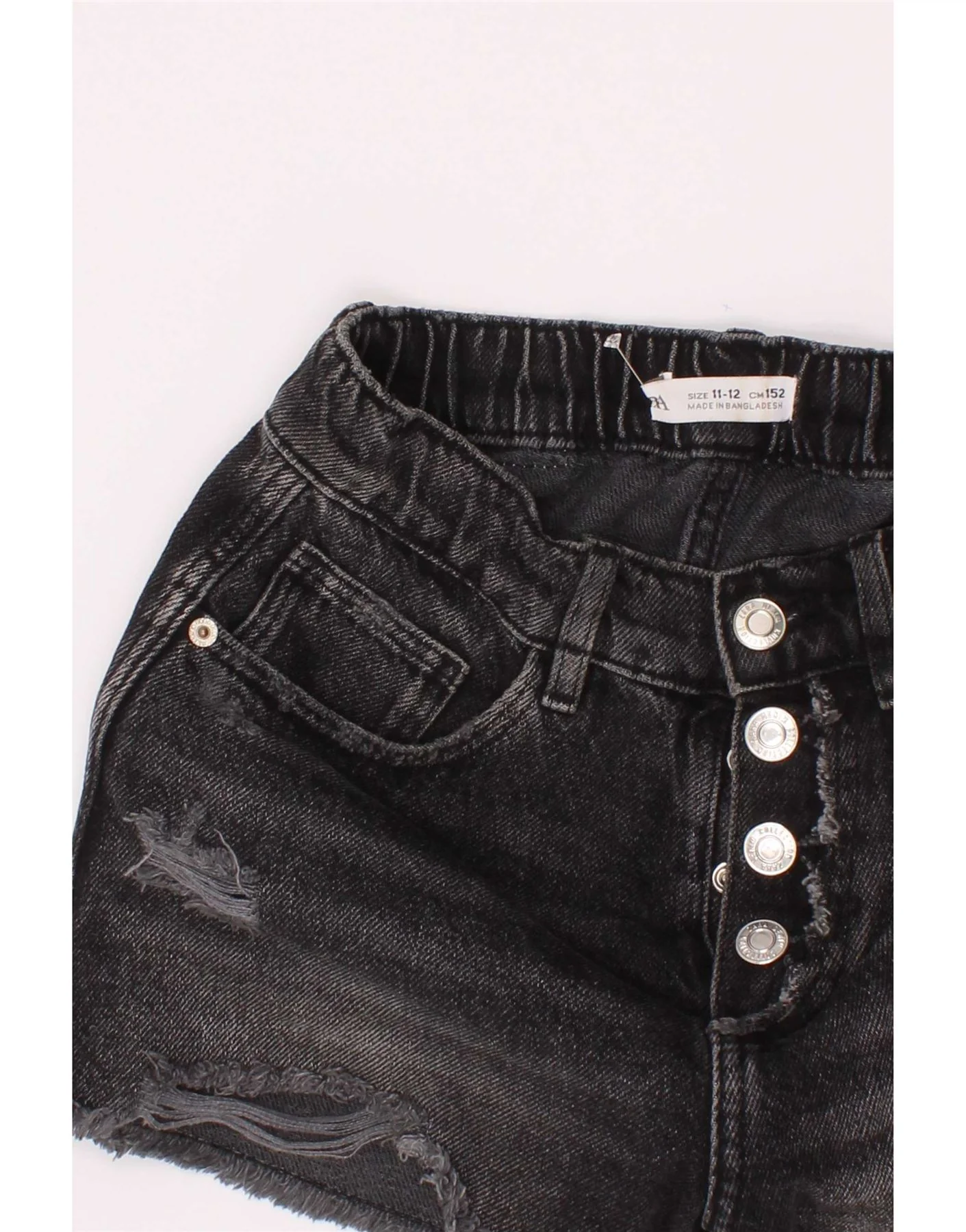 Zara Girls Denim Shorts 11-12 Years W26 Grey Cotton - Image 4