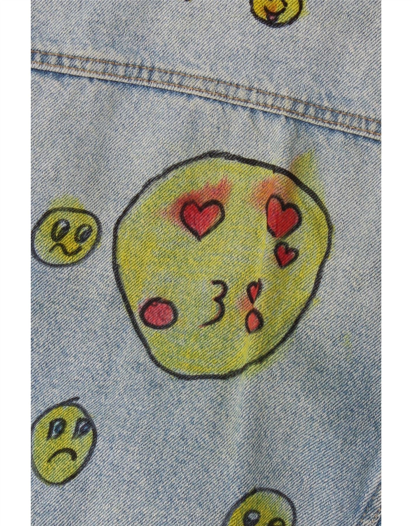Zara Girls Graphic Denim Jacket 8-9 Years Blue - Image 3