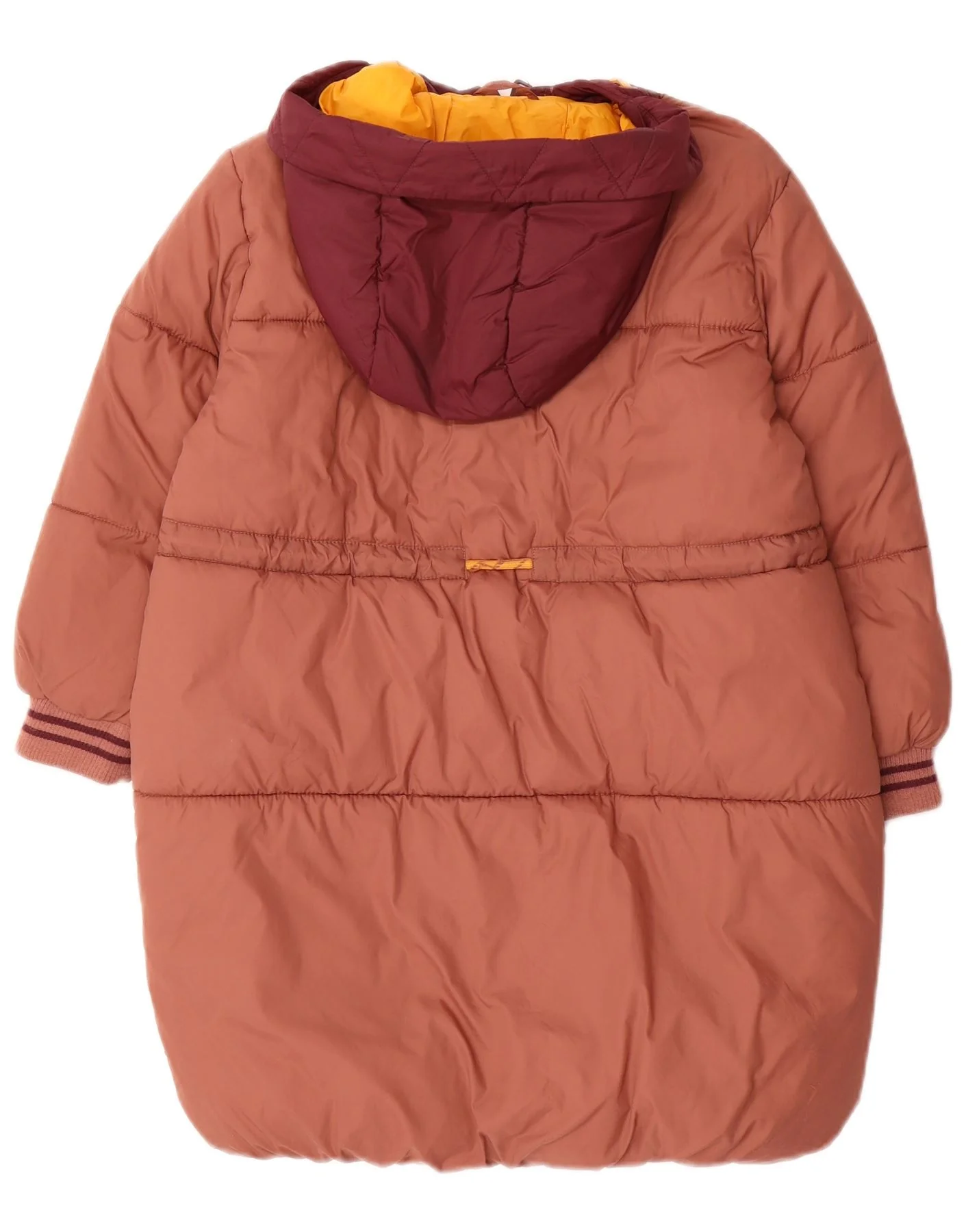 Zara Girls Hooded Padded Jacket 8-9 Years Brown Colourblock Polyamide - Image 2