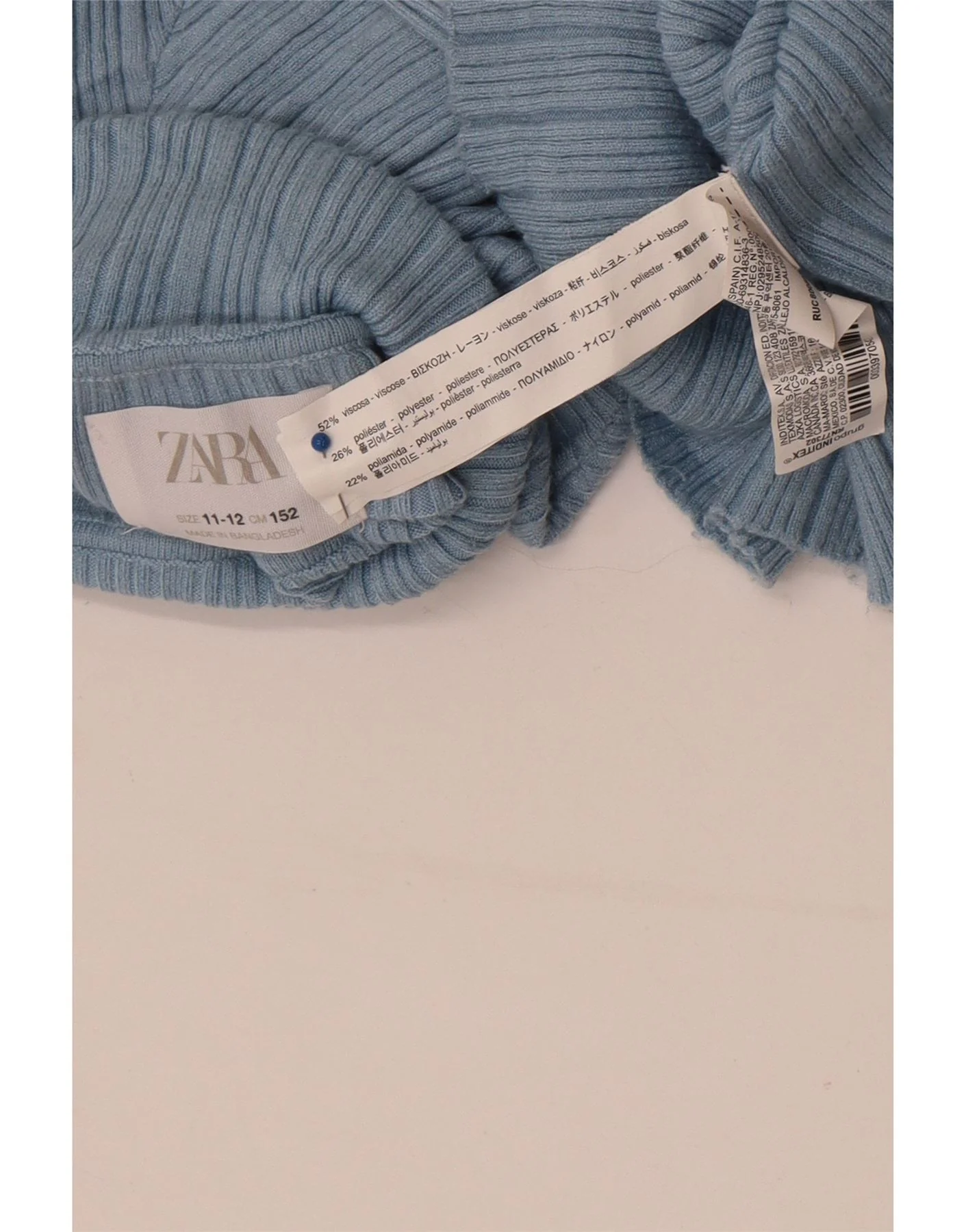 Zara Girls Roll Neck Jumper Sweater 11-12 Years Blue Viscose - Image 4