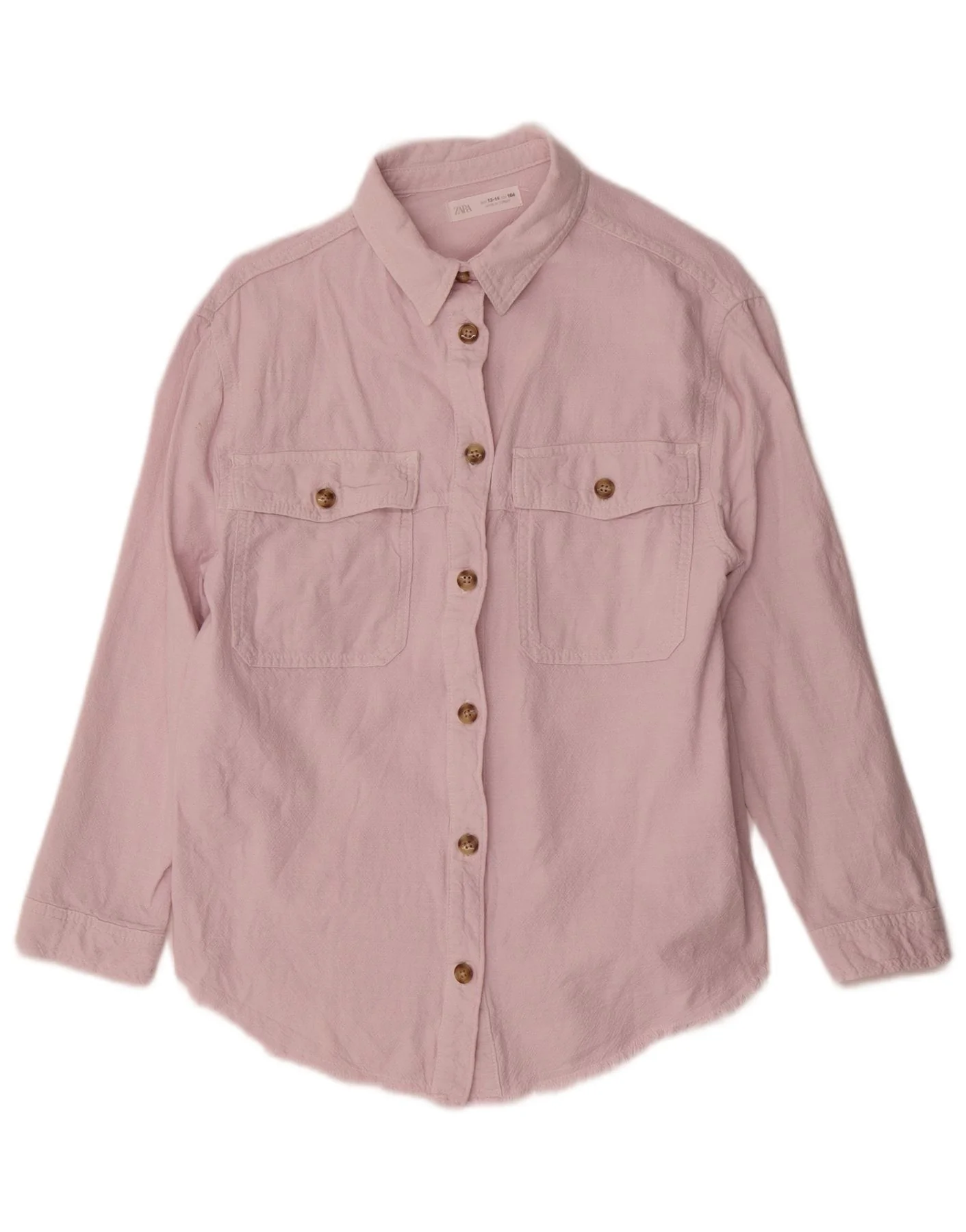 Zara Girls Shirt 13-14 Years Pink Cotton