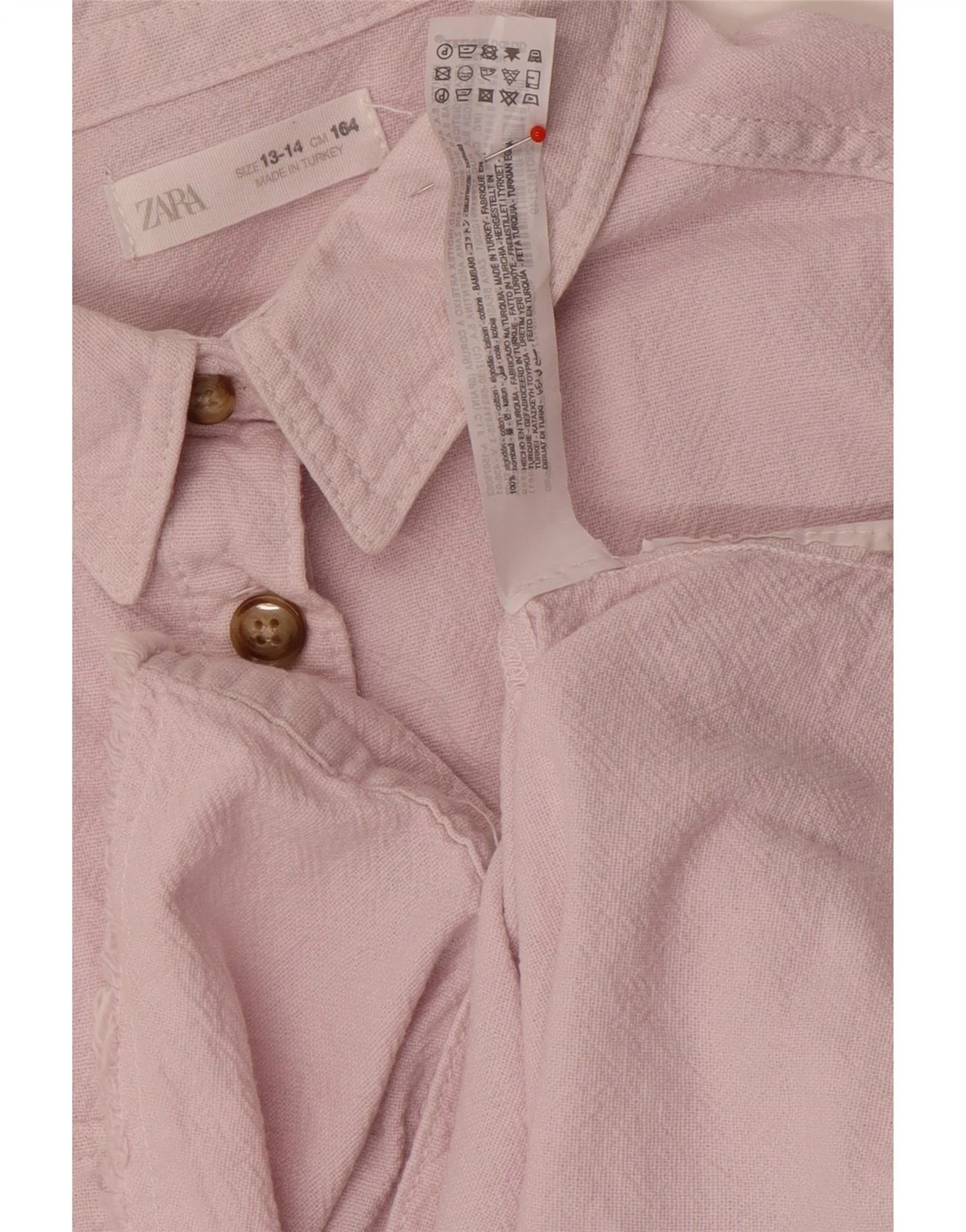 Zara Girls Shirt 13-14 Years Pink Cotton - Image 3