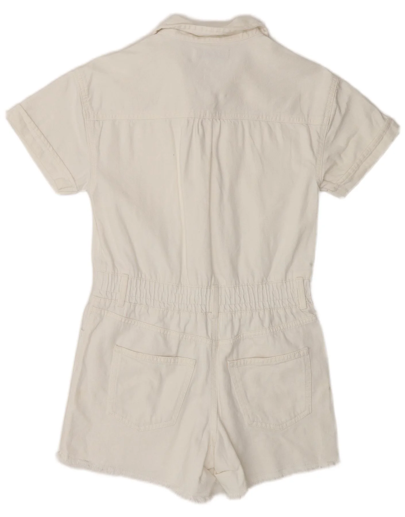 Zara Girls Short Sleeve Denim Playsuit 13-14 Years White - Image 2