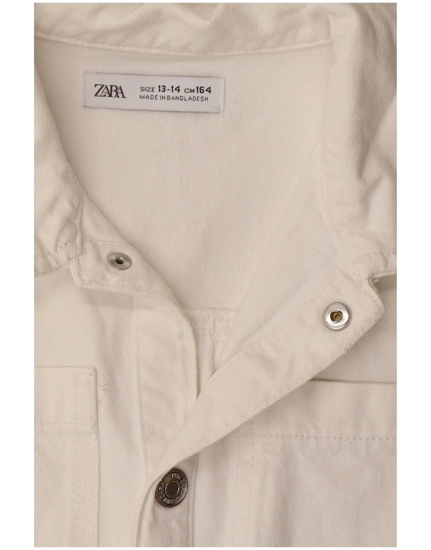 Zara Girls Short Sleeve Denim Playsuit 13-14 Years White - Image 3