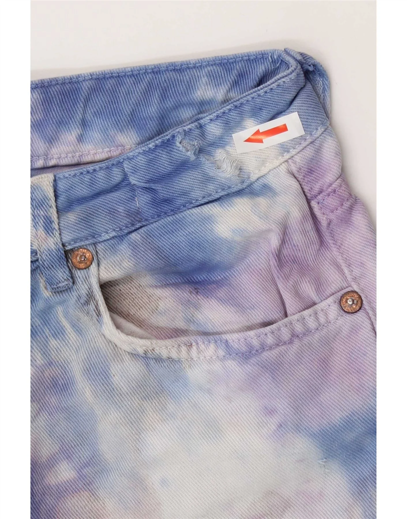 Zara Girls Tie Dye Denim Shorts 13-14 Years W26 Multicoloured Cotton - Image 5