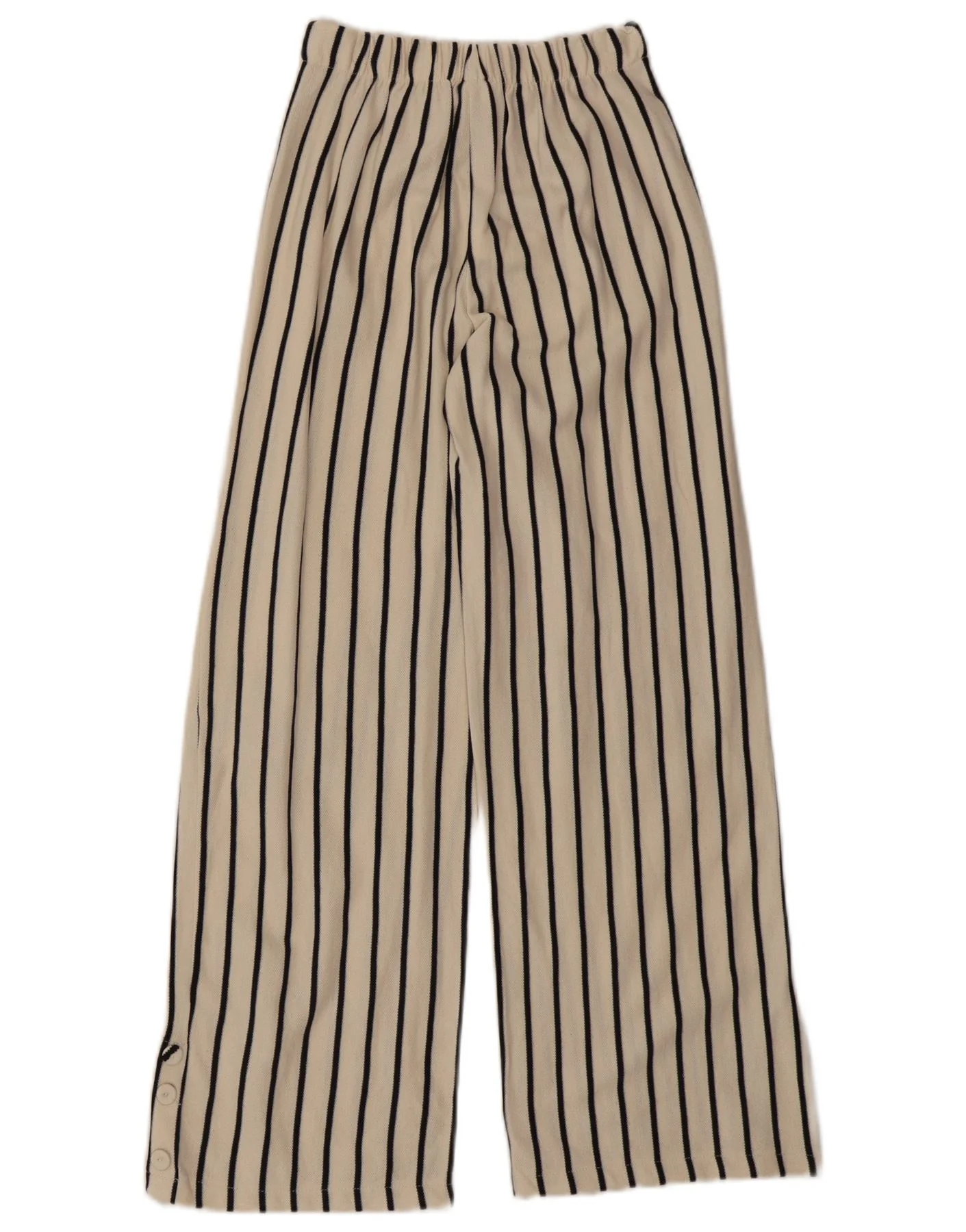 Zara Girls Wide Leg Casual Trousers 13-14 Years W22 L27 Beige Pinstripe - Image 2