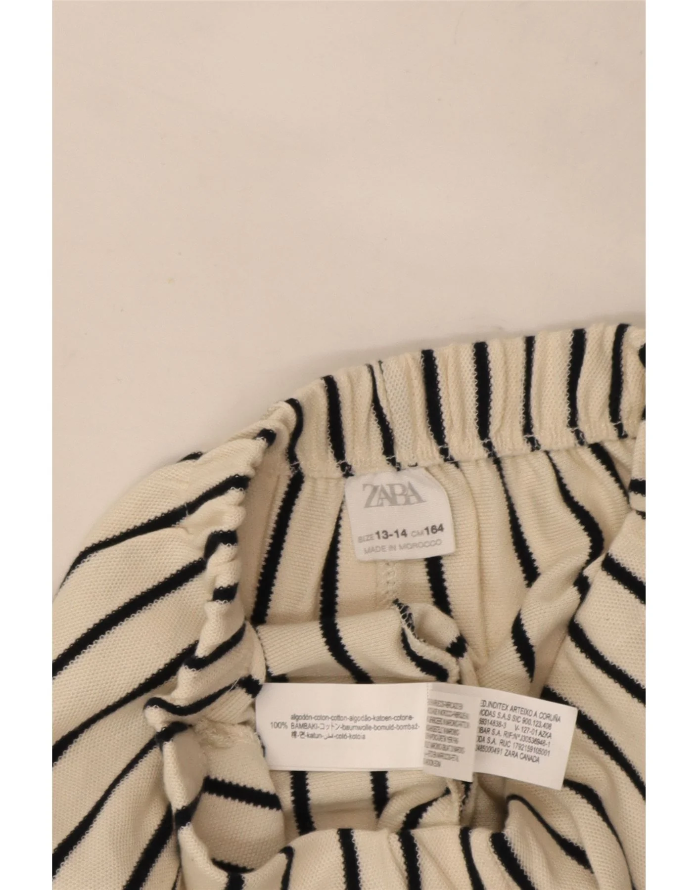 Zara Girls Wide Leg Casual Trousers 13-14 Years W22 L27 Beige Pinstripe - Image 3