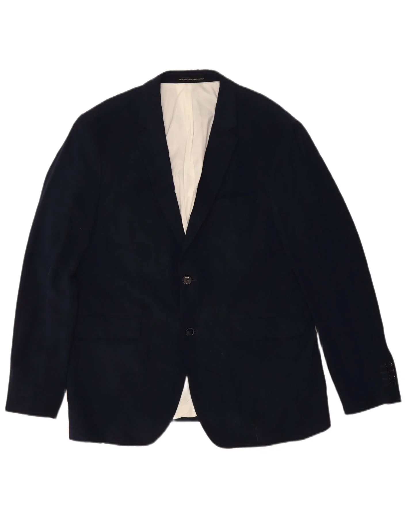 Zara Mens 2 Button Blazer Jacket IT 54 2XL Navy Blue Viscose