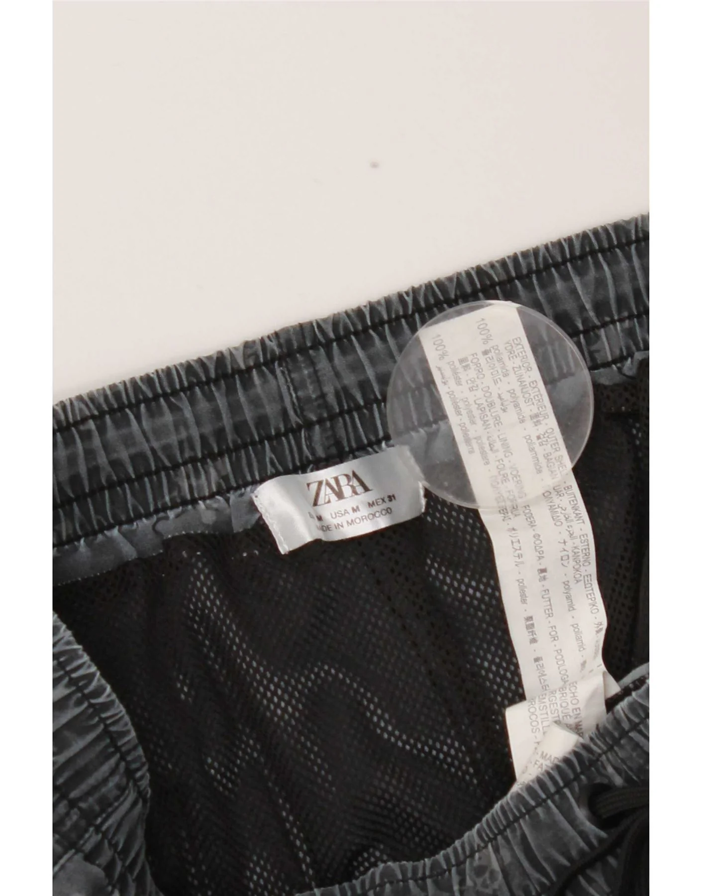 Zara Mens Abstract Pattern Swimming Shorts Medium Grey Nylon - Image 3