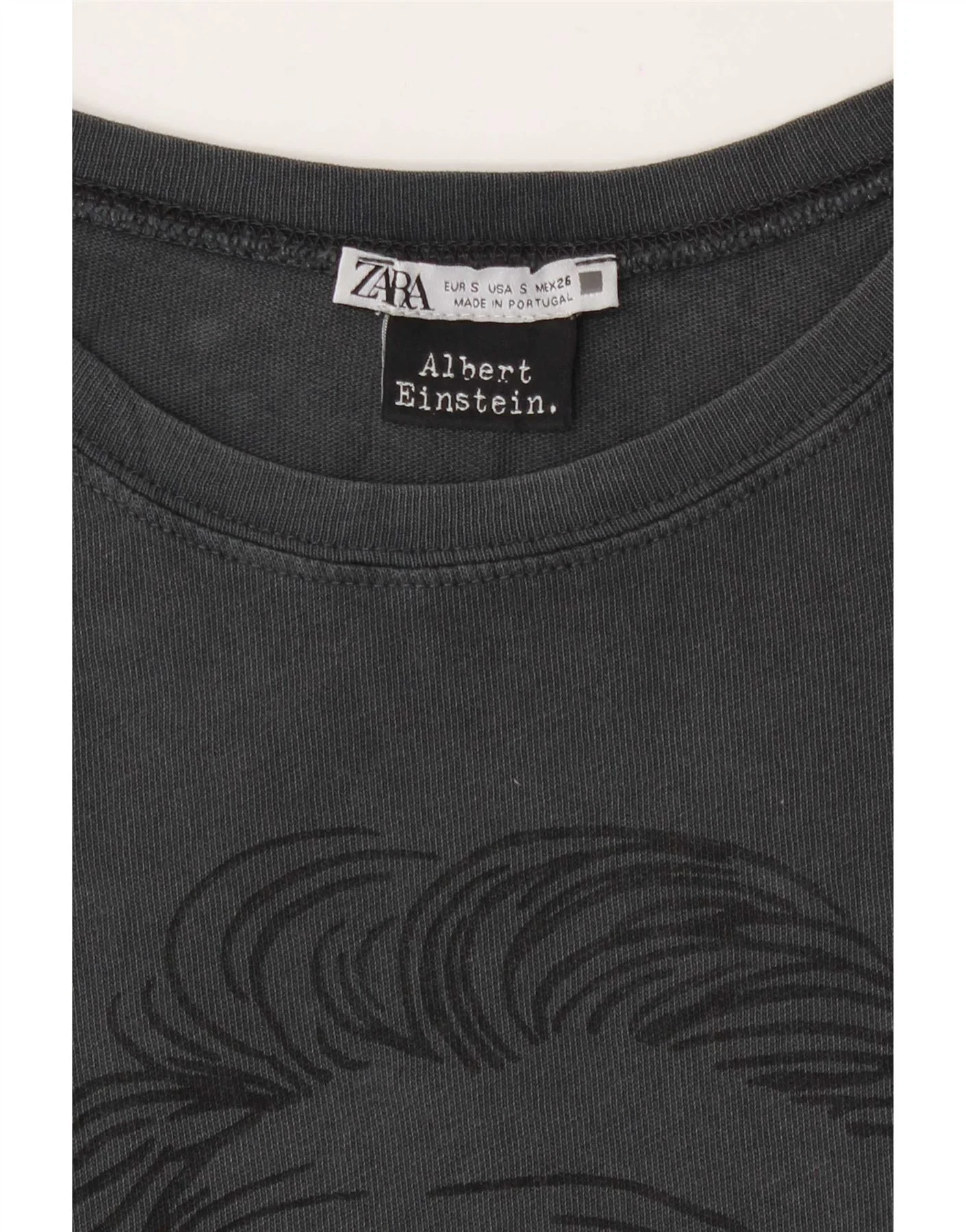 Zara Mens Albert Einstein Graphic T-Shirt Top Small Grey - Image 3