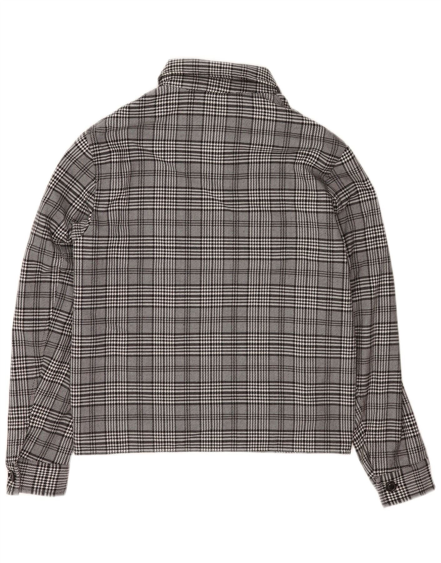 Zara Mens Bomber Jacket UK 38 Medium Grey Check Polyester - Image 2