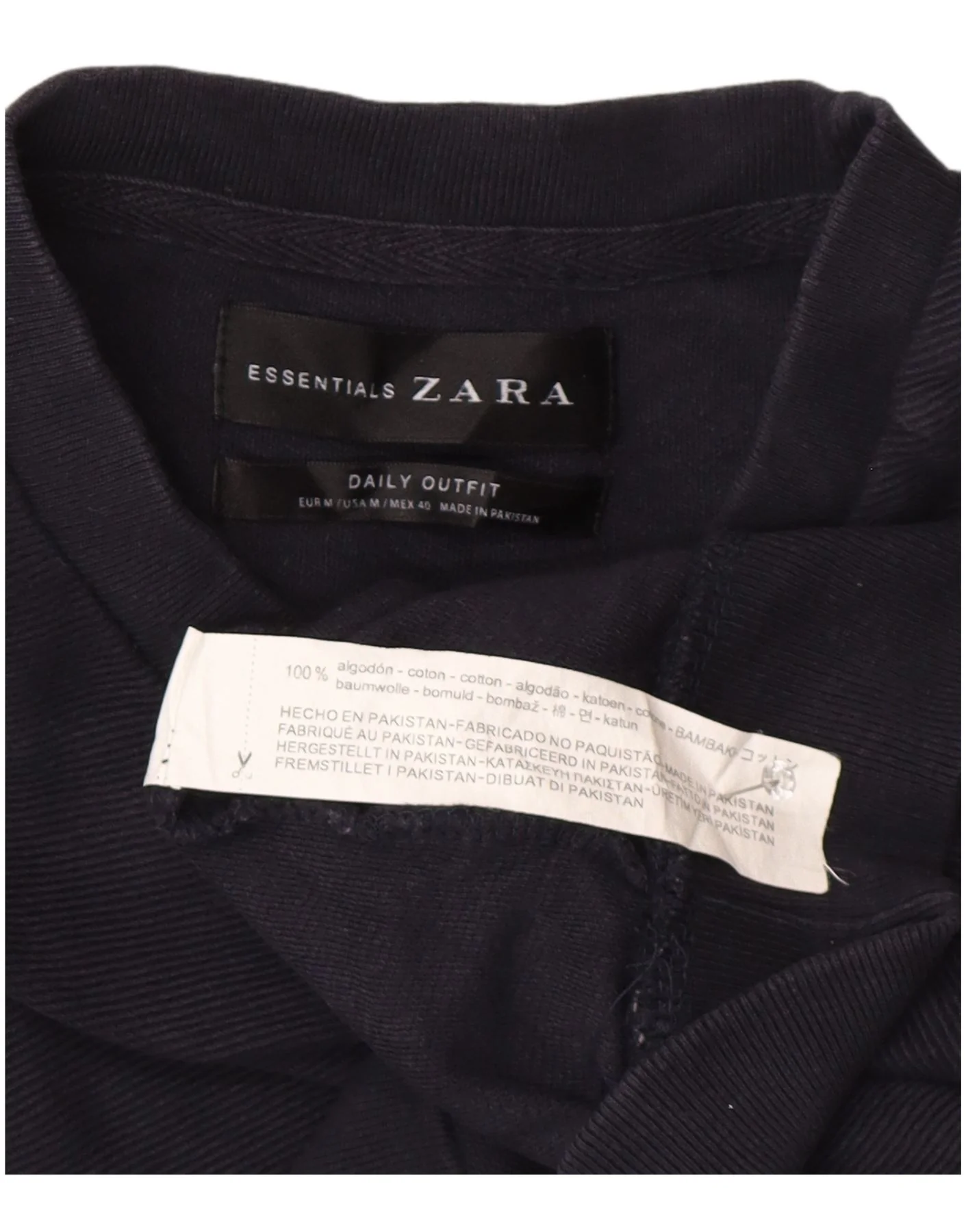 Zara Mens Cargo Shorts Medium Navy Blue Cotton - Image 3