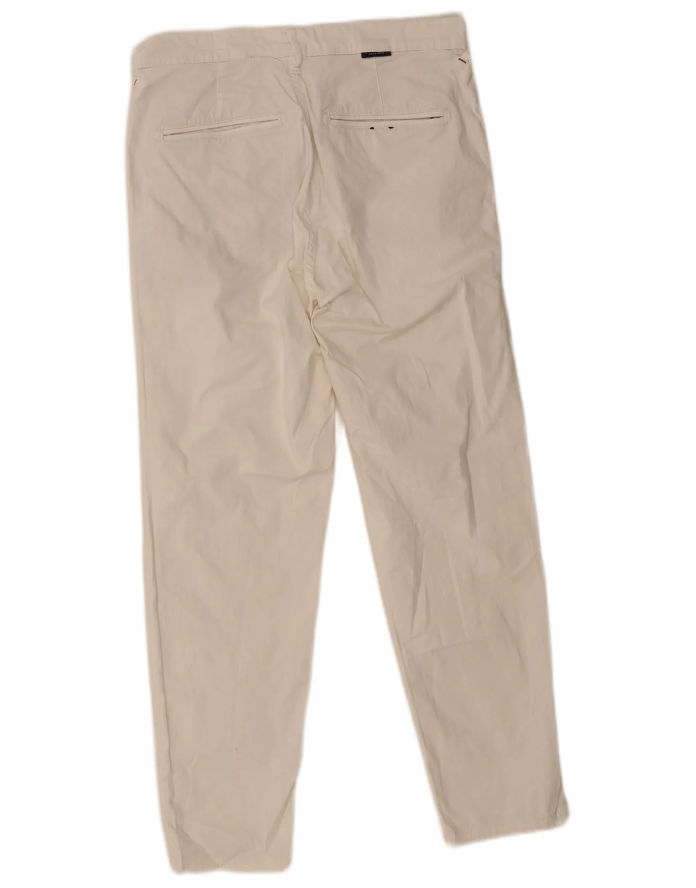 Zara Mens Cargo Slim Chino Trousers EU 38 Small W30 L26 Off White Cotton - Image 2
