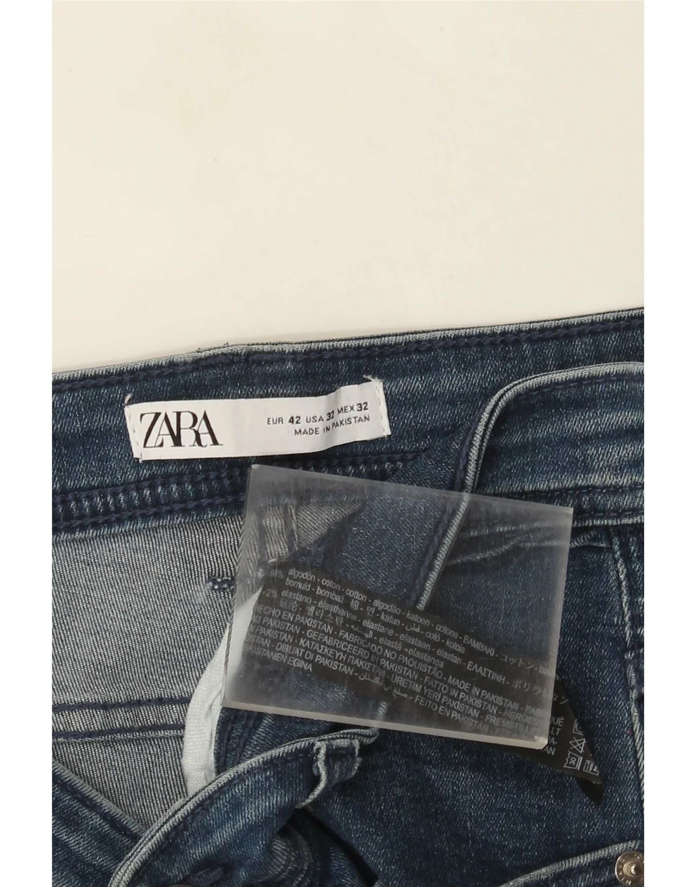 Zara Mens Distressed Slim Jeans EU 42 Large W32 L27 Blue Cotton - Image 4