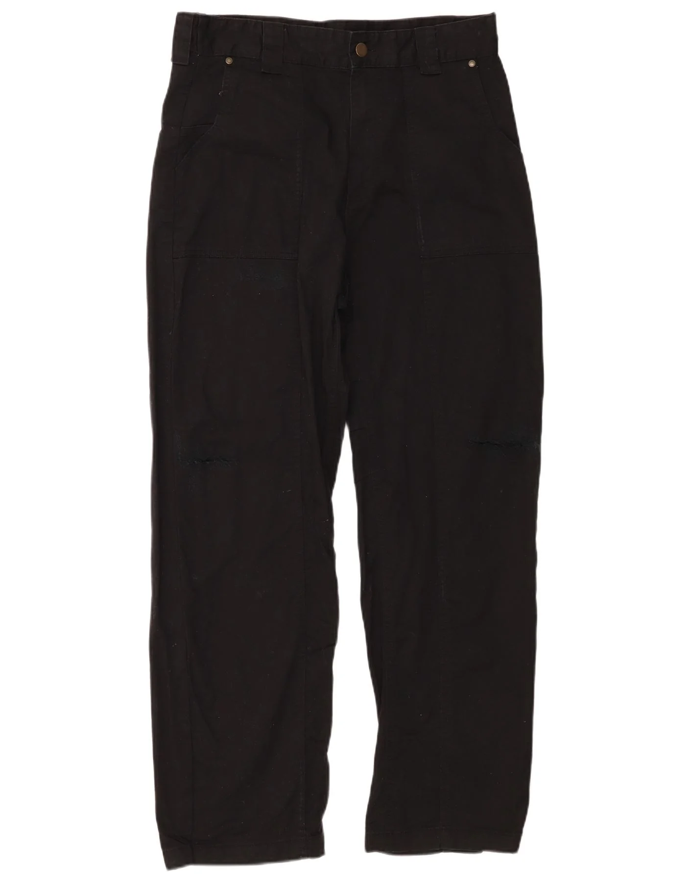 Zara Mens Distressed Straight Casual Trousers EU 42 Large W32 L29 Black