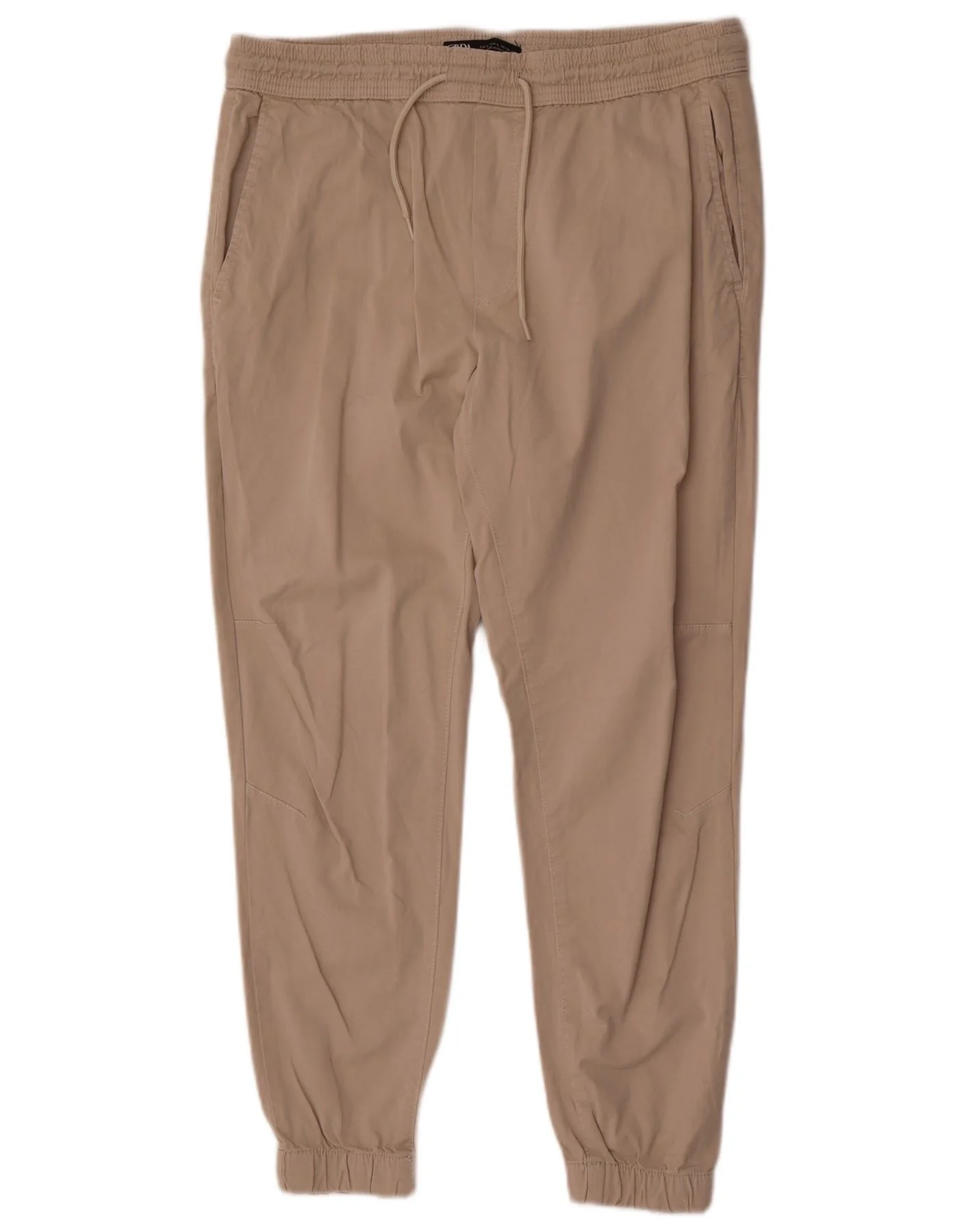 Zara Mens Joggers Chino Trousers Large W32 L28 Beige Cotton