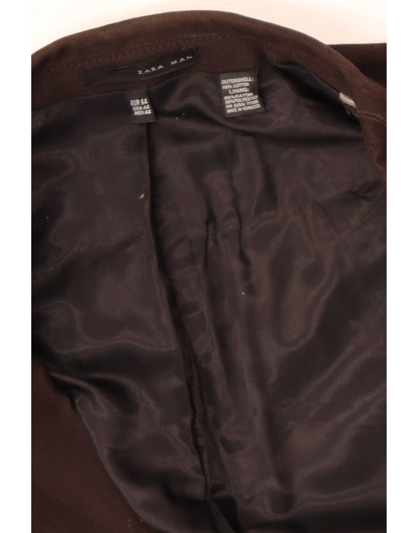 Zara Mens Military 2 Button Blazer Jacket EU 54 XL Brown Cotton - Image 4