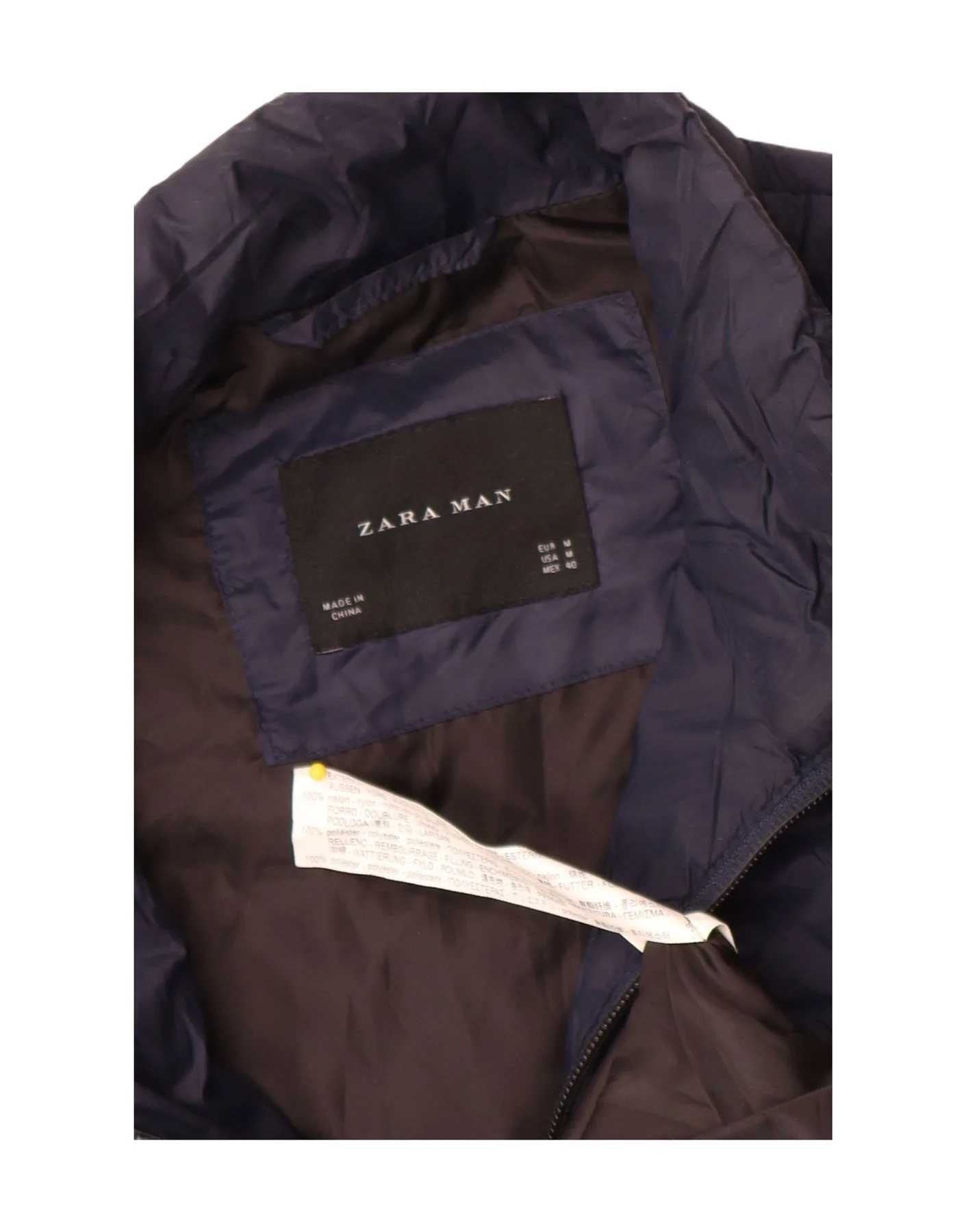 Zara Mens Padded Gilet UK 38 Medium Navy Blue Nylon - Image 3