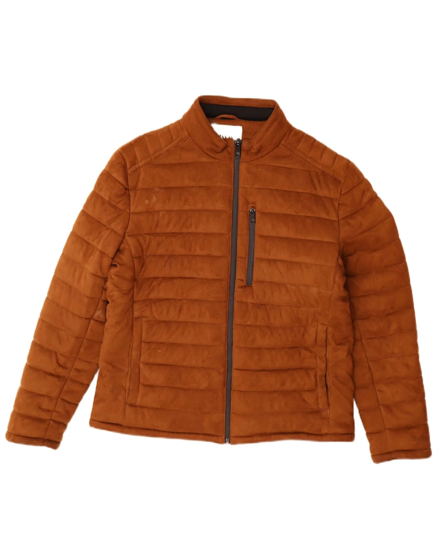 Zara Mens Padded Jacket UK 42 XL Brown Polyester