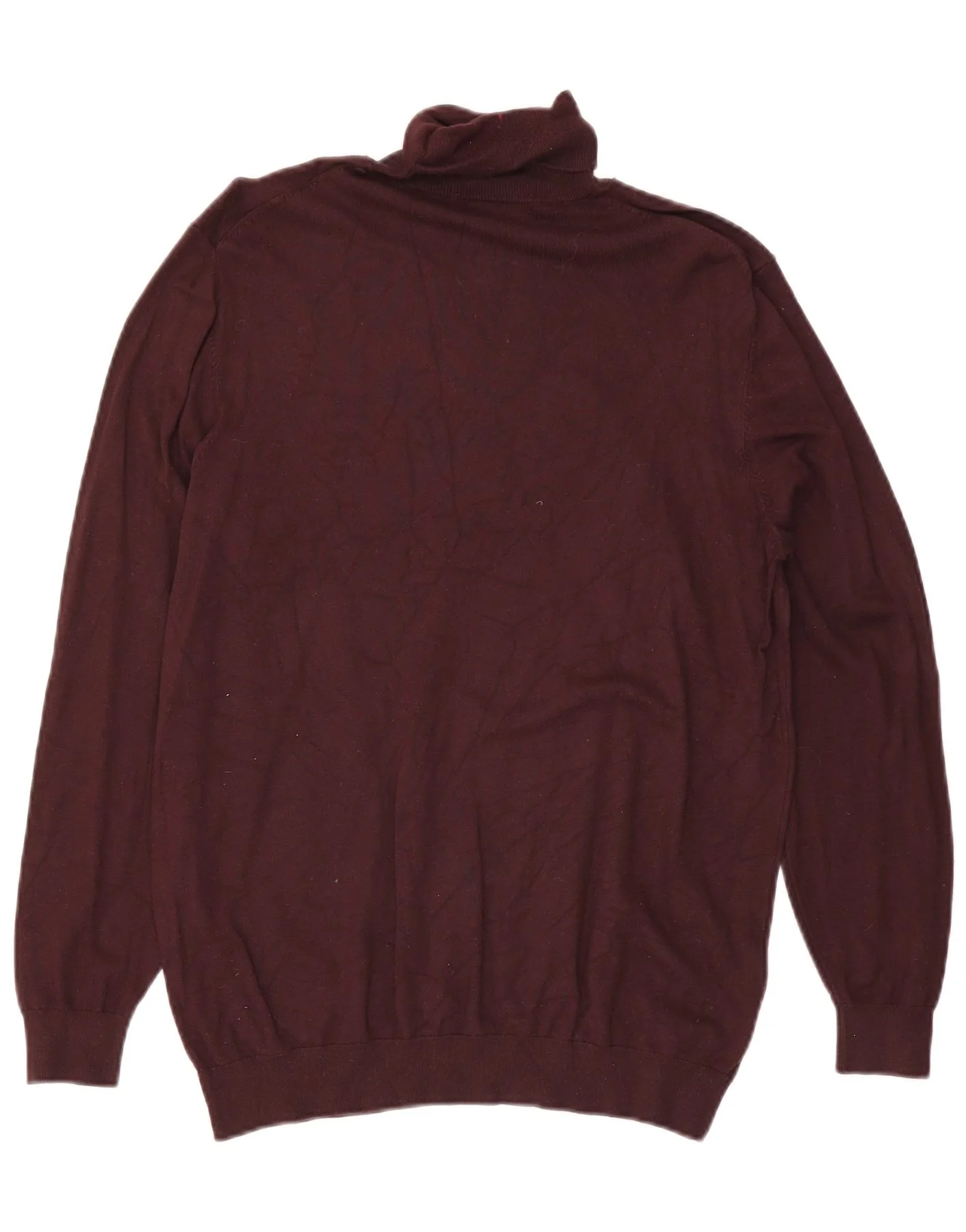 Zara Mens Roll Neck Jumper Sweater Medium Burgundy - Image 2