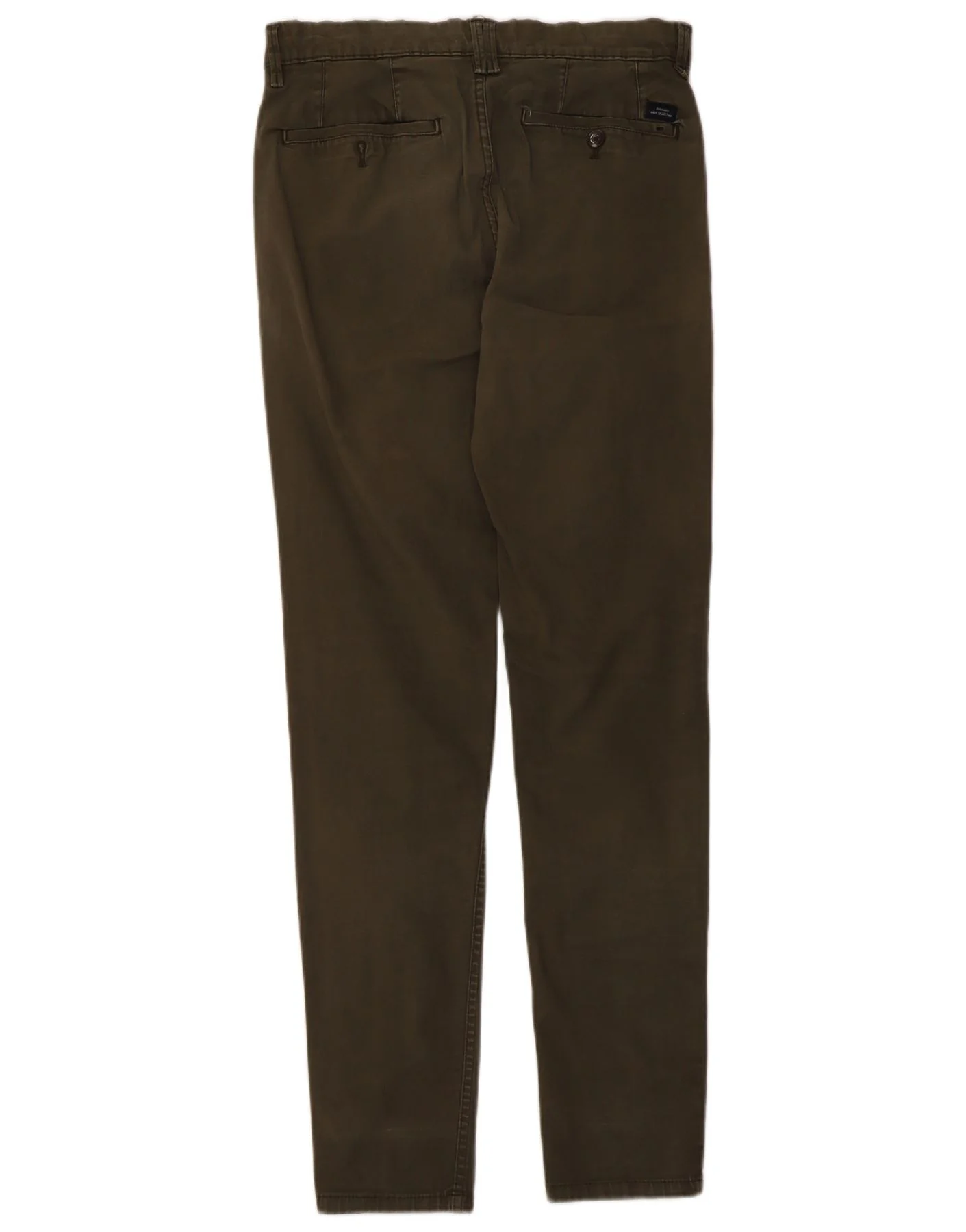 Zara Mens Skinny Chino Trousers EU 38 Small W30 L30 Khaki Cotton - Image 2