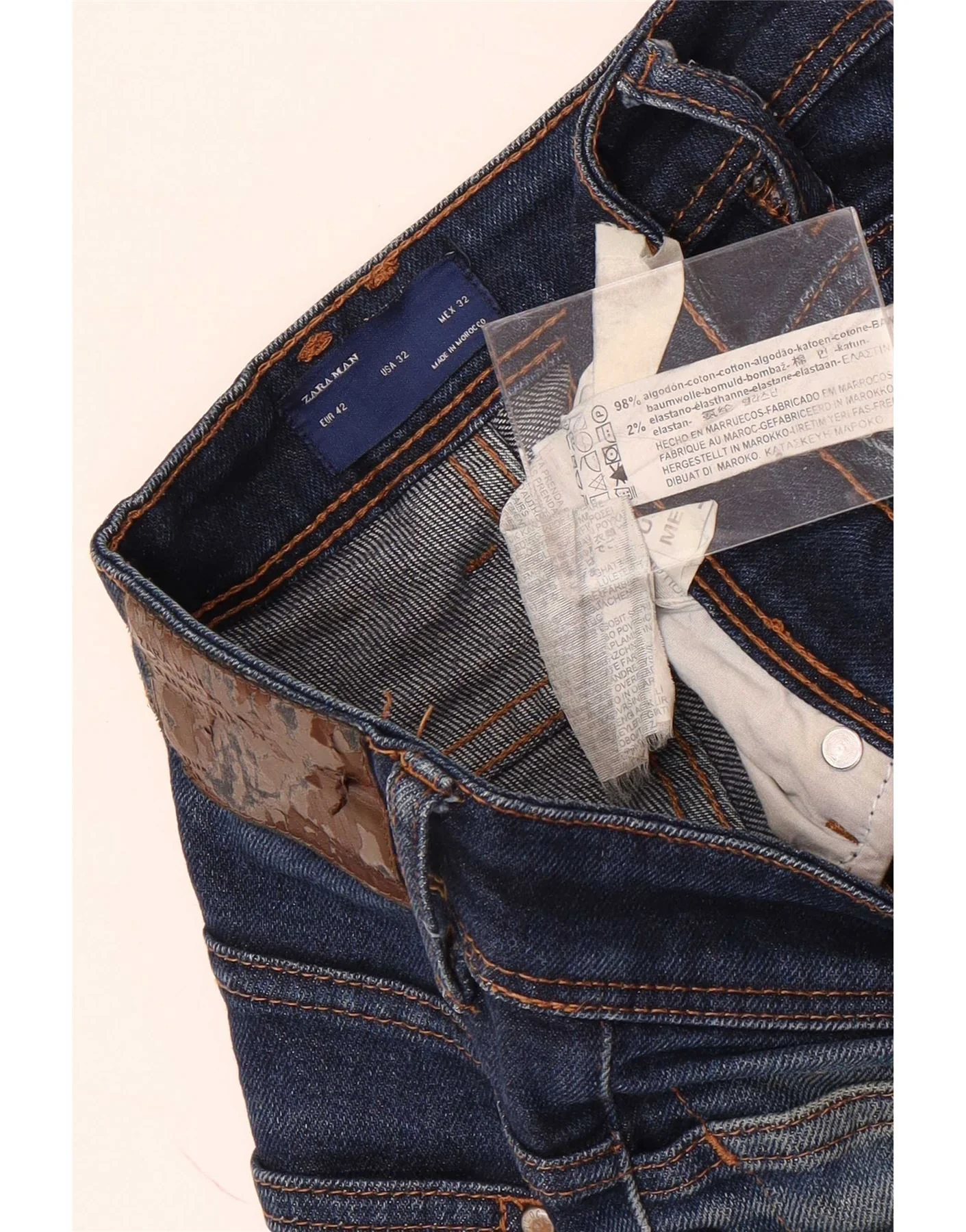 Zara Mens Skinny Jeans EU 42 Large W32 L29 Blue Cotton - Image 5