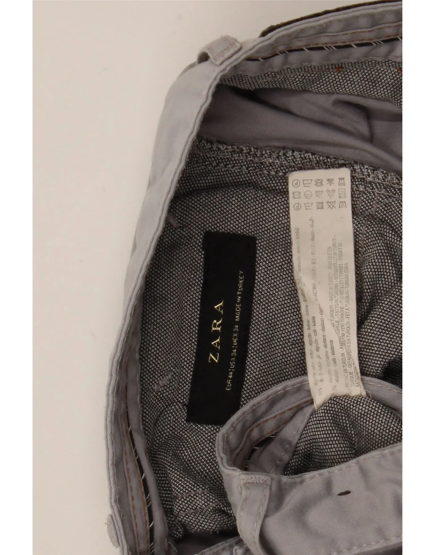 Zara Mens Slim Casual Trousers EU 44 Large W34 L31 Grey Cotton - Image 5