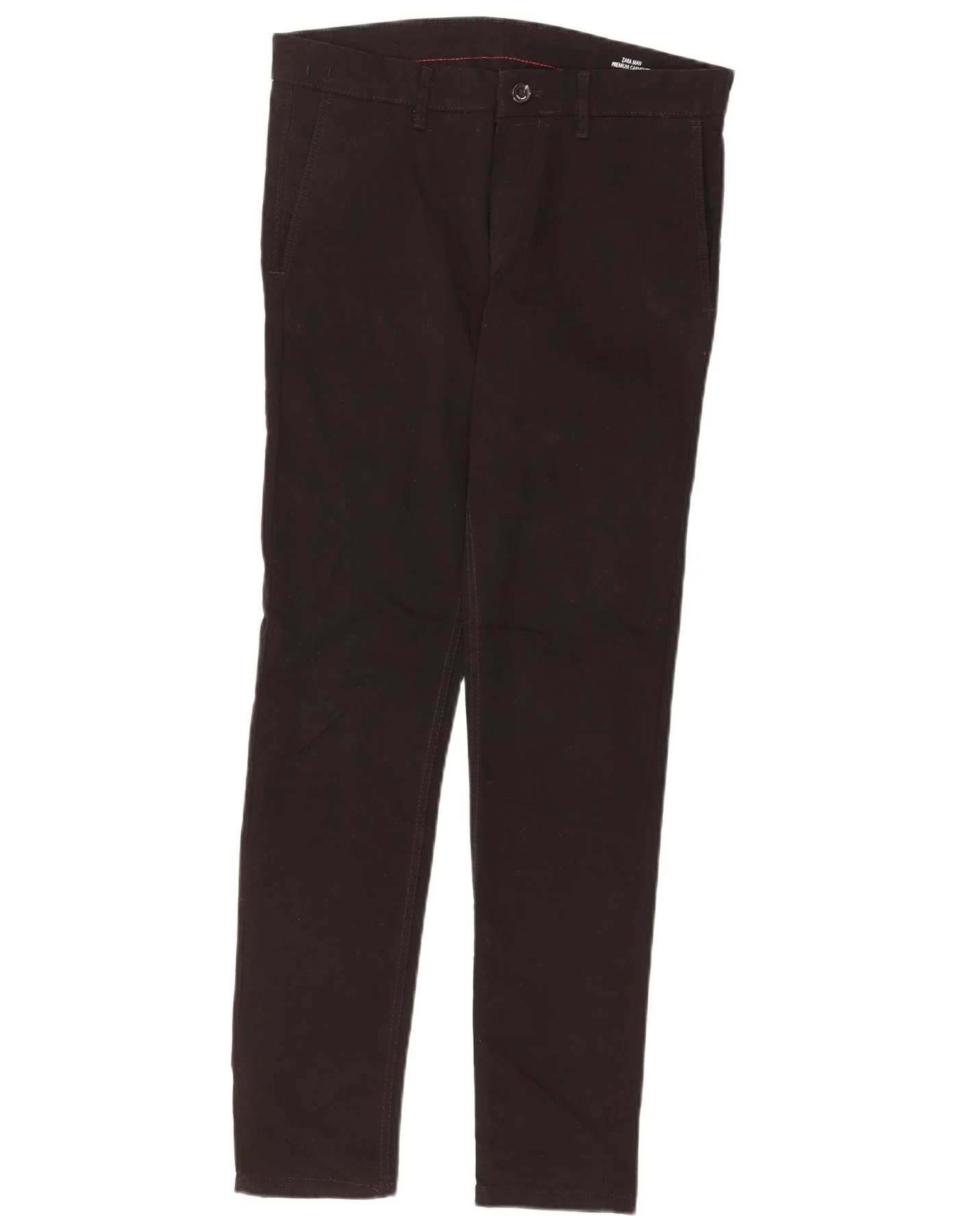 Zara Mens Slim Chino Trousers EU 40 Medium W31 L30 Black Cotton
