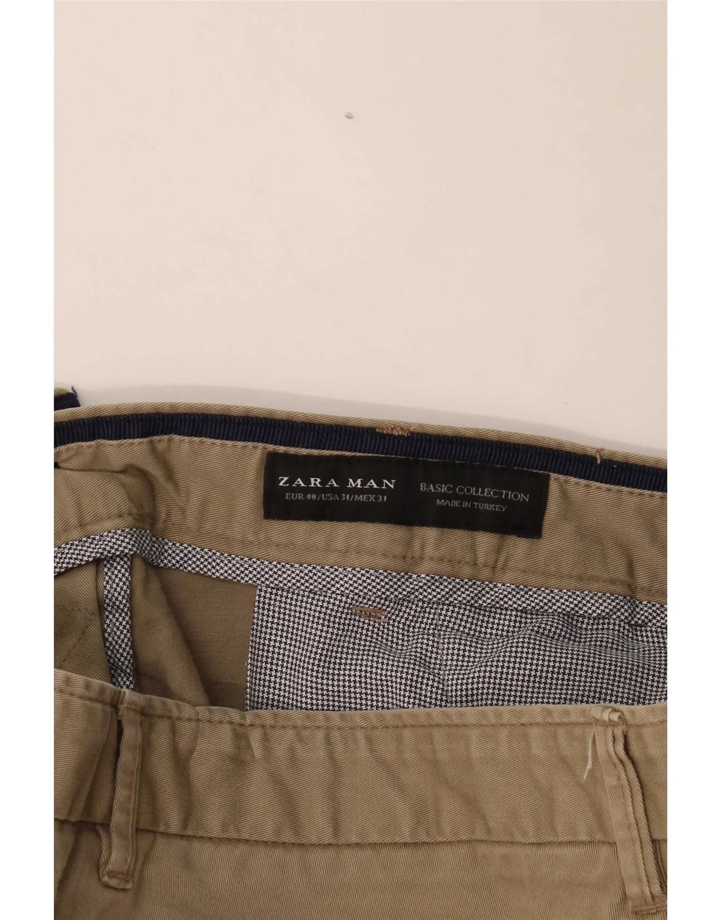 Zara Mens Slim Chino Trousers EU 40 Medium W31 L31 Khaki - Image 4