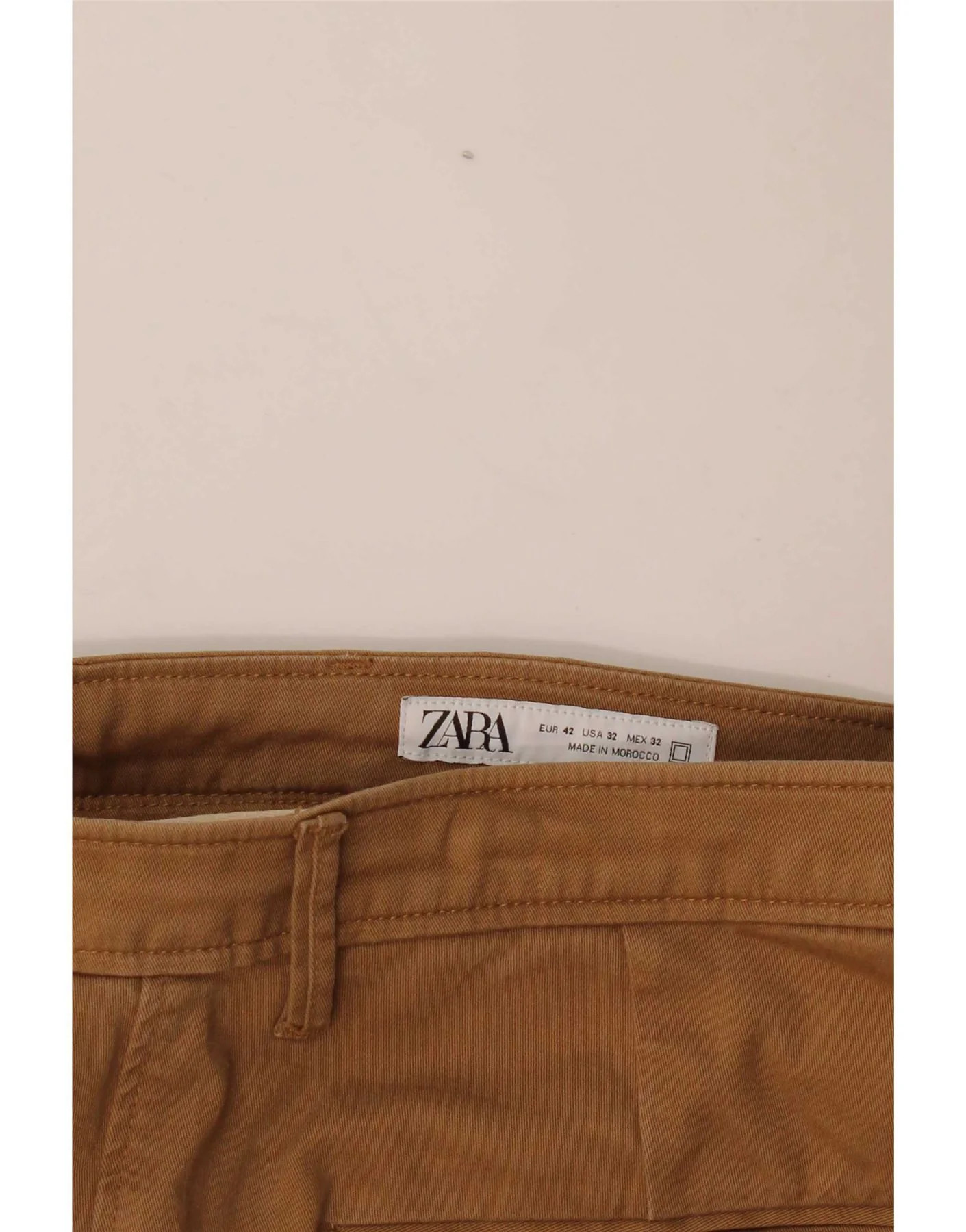 Zara Mens Slim Chino Trousers EU 42 Large W32 L28 Beige - Image 4