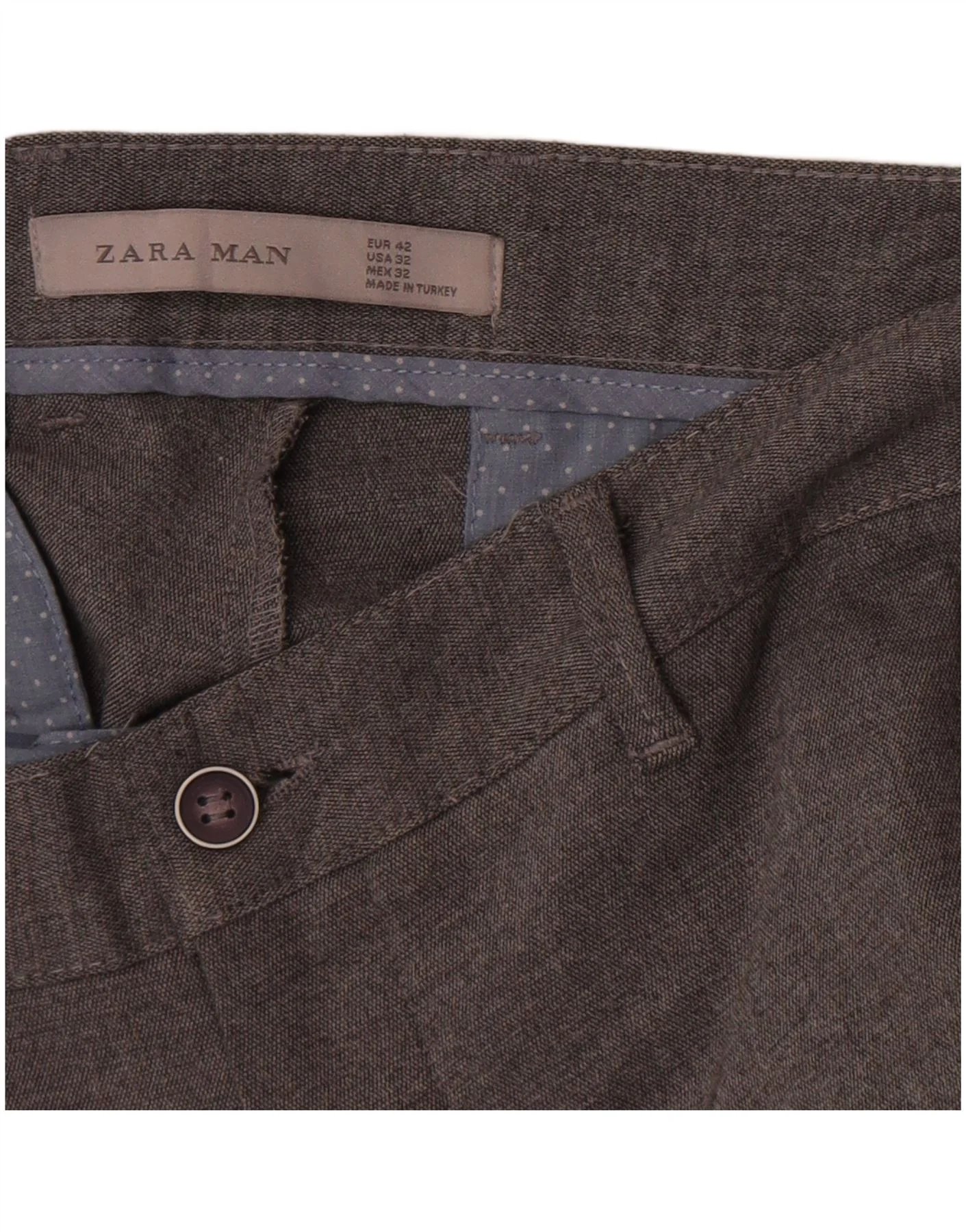 Zara Mens Slim Chino Trousers EU 42 Large W32 L28 Grey - Image 3
