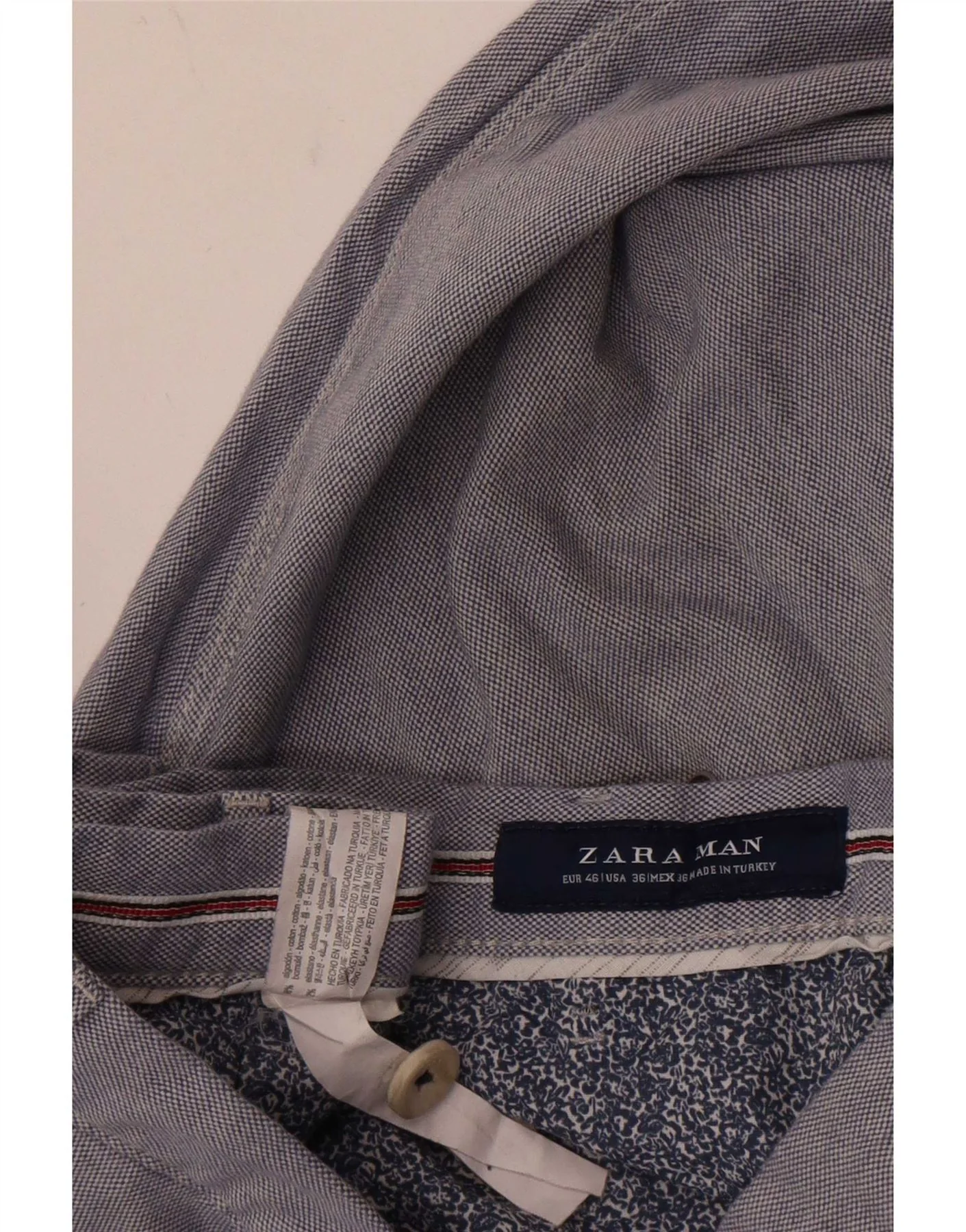 Zara Mens Slim Chino Trousers EU 46 XL W36 L28 Blue Cotton - Image 5