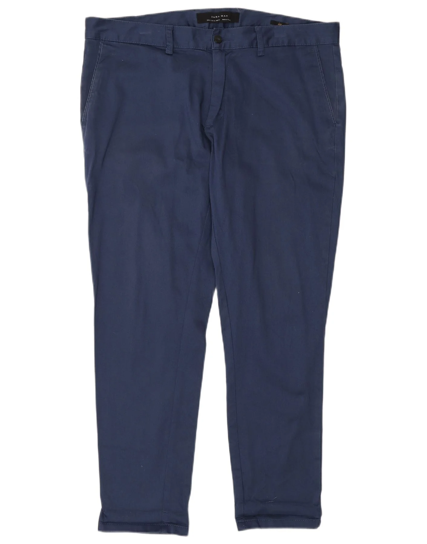 Zara Mens Slim Chino Trousers EU 46 XL W36 L28 Navy Blue