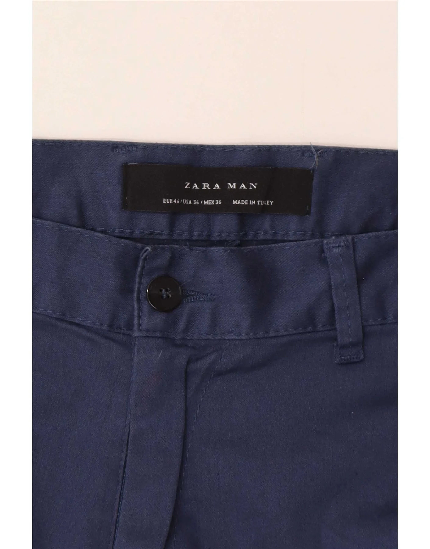 Zara Mens Slim Chino Trousers EU 46 XL W36 L28 Navy Blue - Image 5