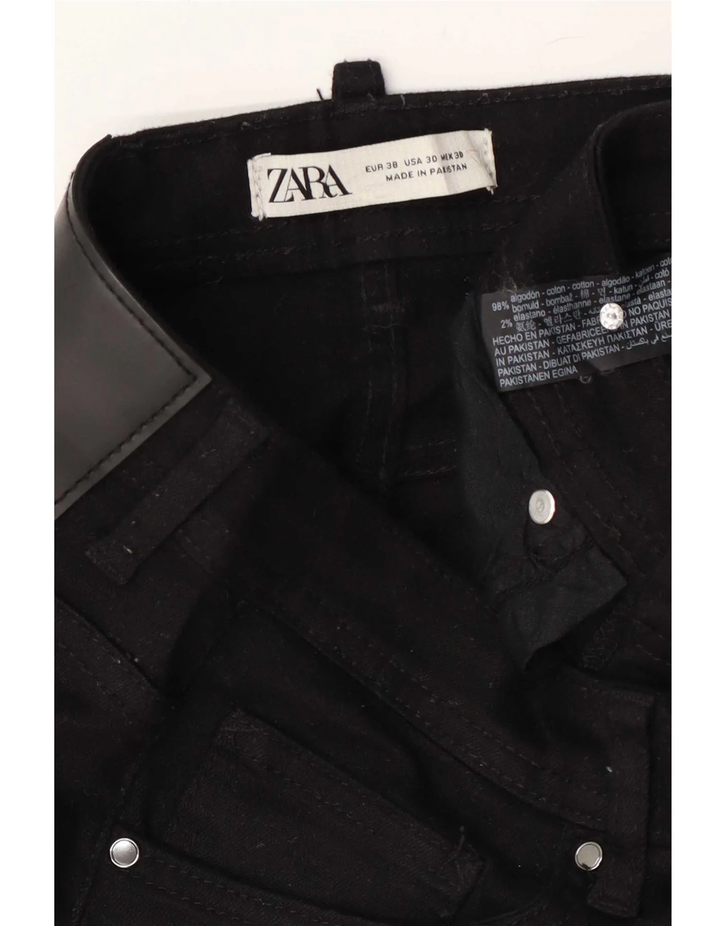 Zara Mens Slim Jeans EU 38 Small W30 L25 Black Cotton - Image 3