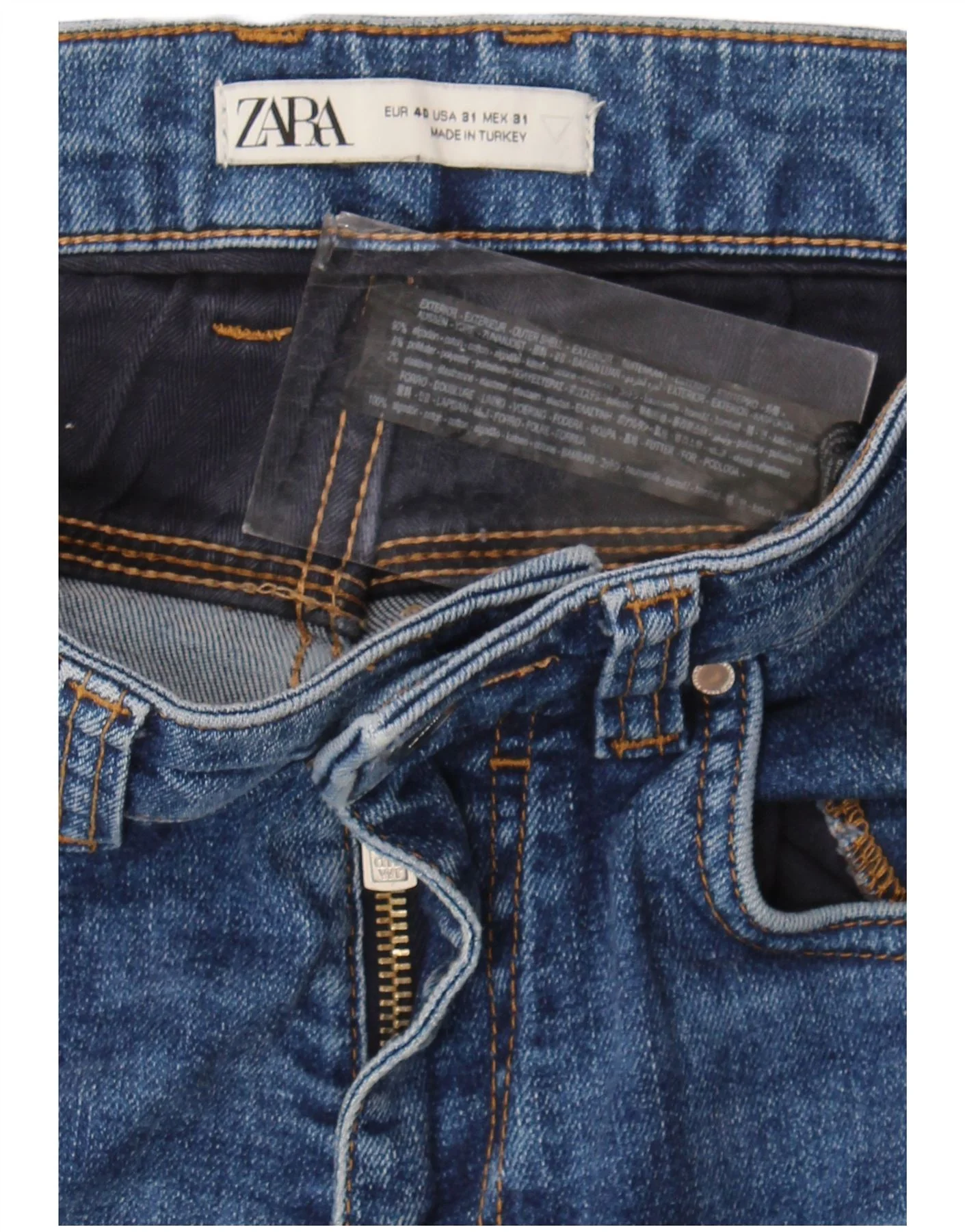 Zara Mens Slim Jeans EU 40 Medium W31 L30 Blue Cotton - Image 3