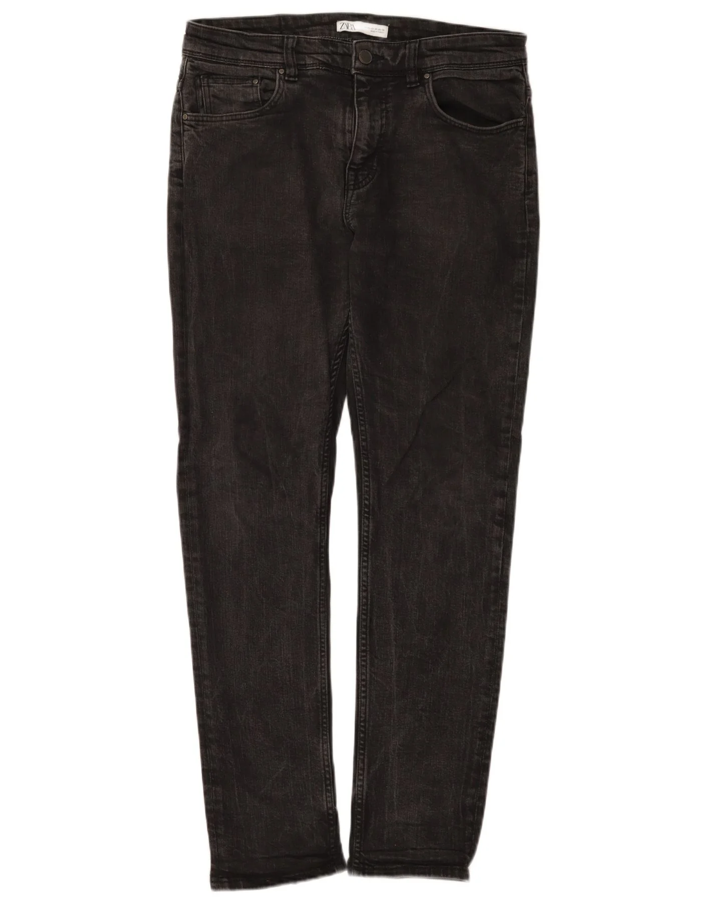 Zara Mens Slim Jeans EU 42 Large W32 L31 Black Cotton