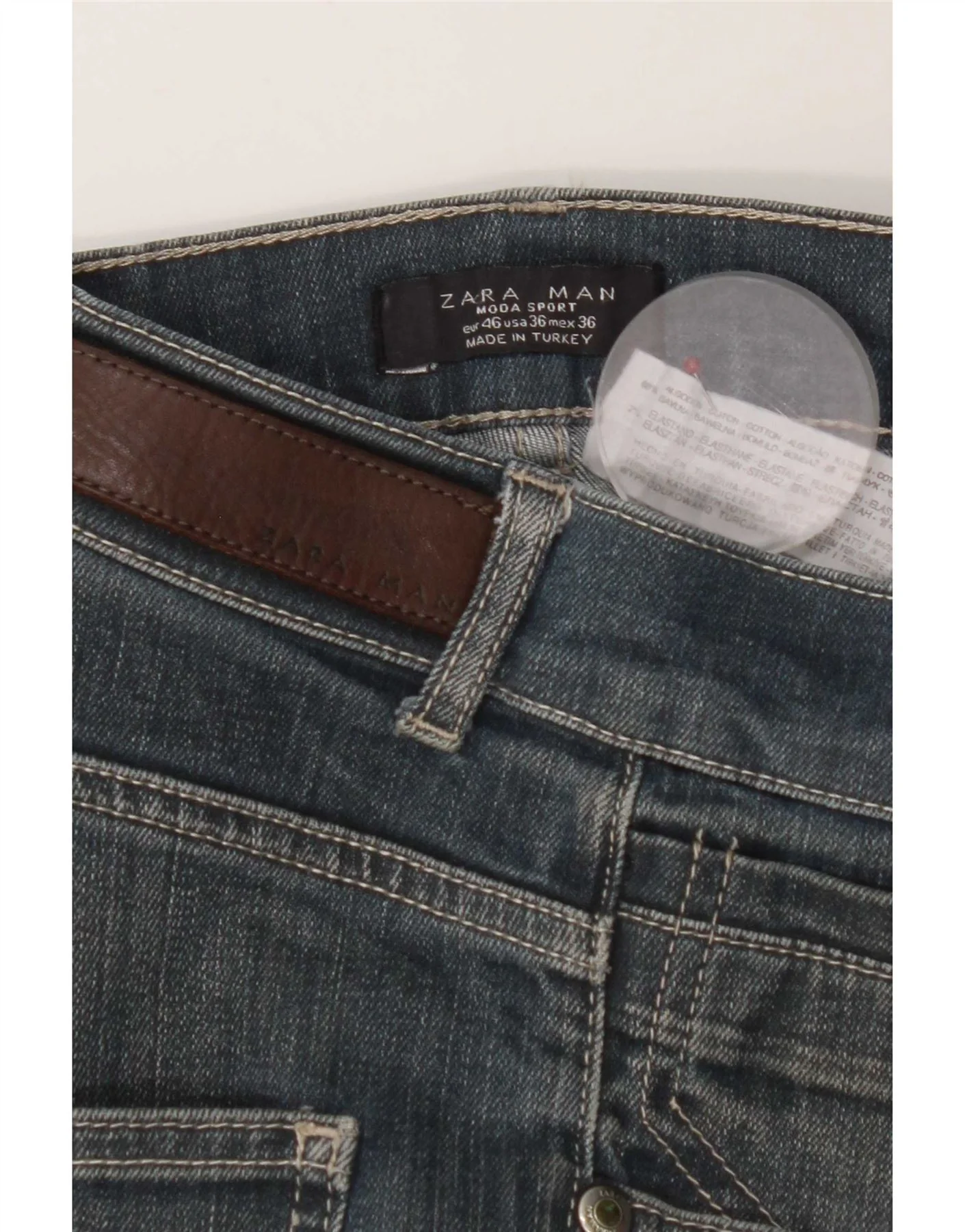 Zara Mens Slim Jeans EU 46 XL W36 L32 Blue Cotton - Image 4