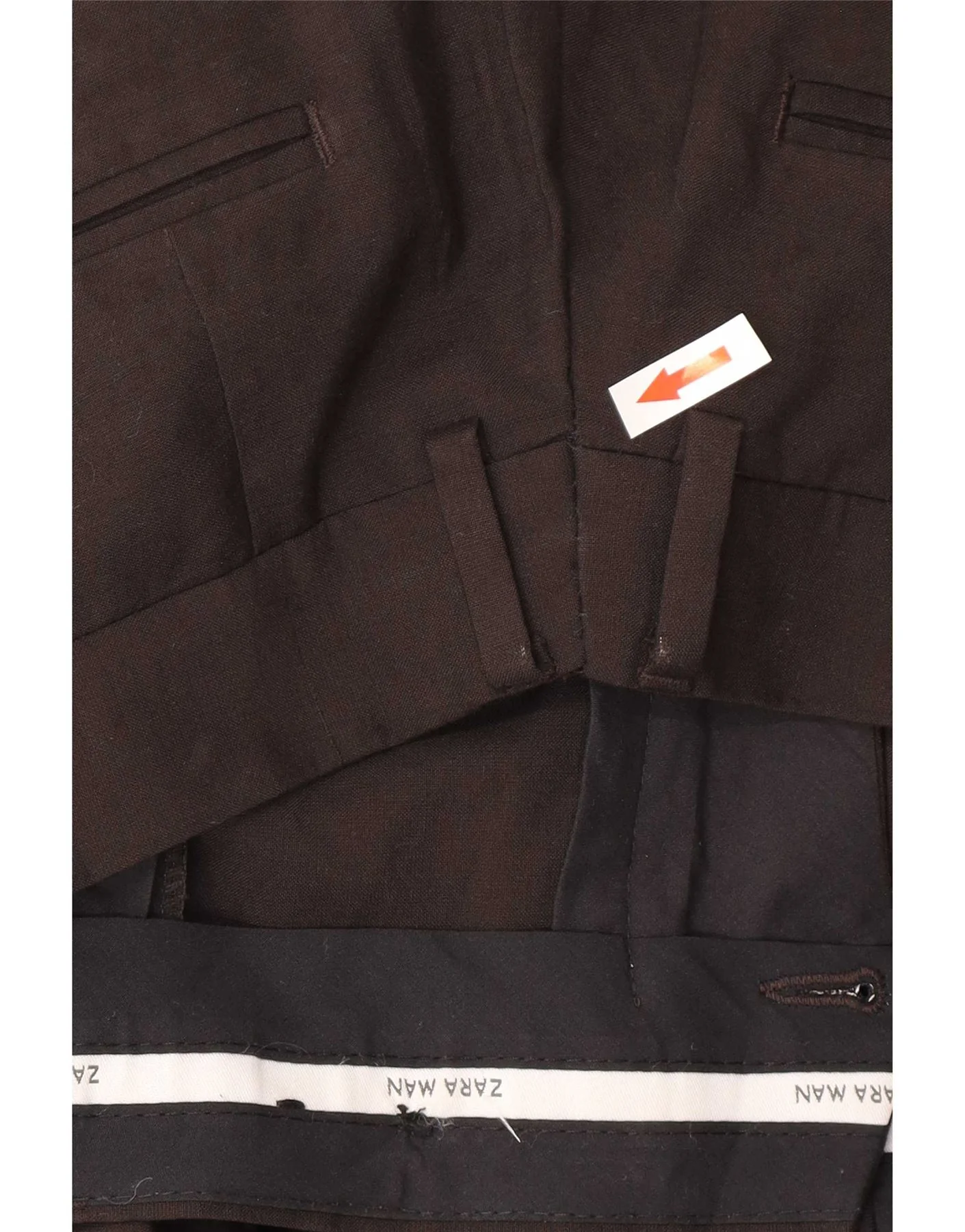 Zara Mens Straight Chino Trousers EU 44 Large W34 L32 Brown - Image 4