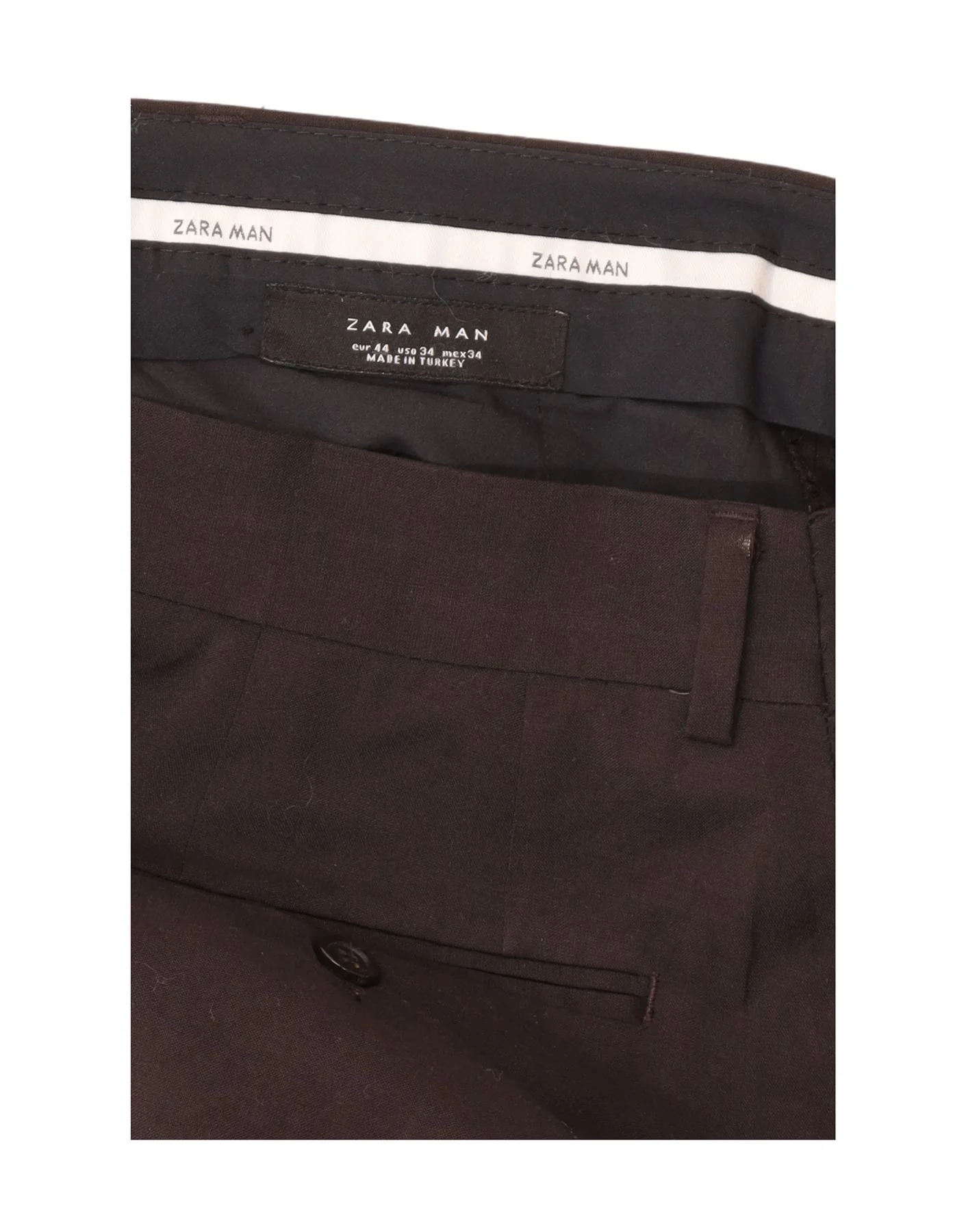 Zara Mens Straight Chino Trousers EU 44 Large W34 L32 Brown - Image 5
