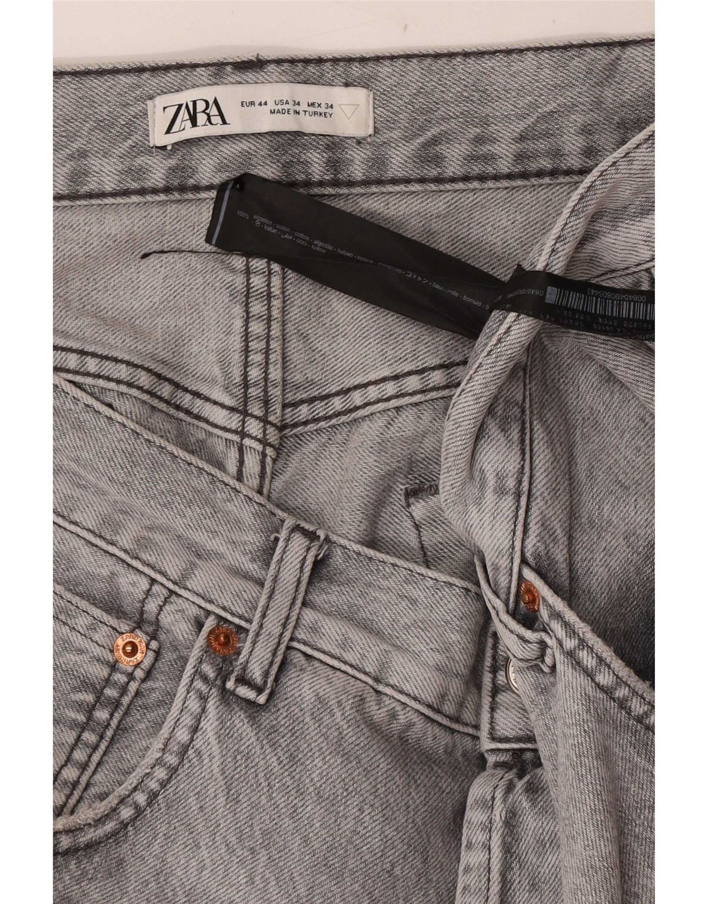 Zara Mens Straight Jeans EU 44 Large W34 L30 Grey Cotton - Image 4