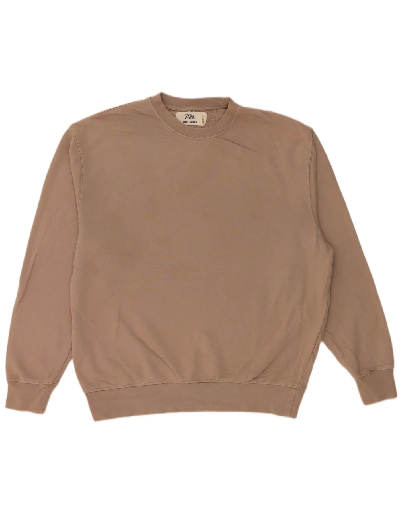 Zara Mens Sweatshirt Jumper Medium Beige Cotton