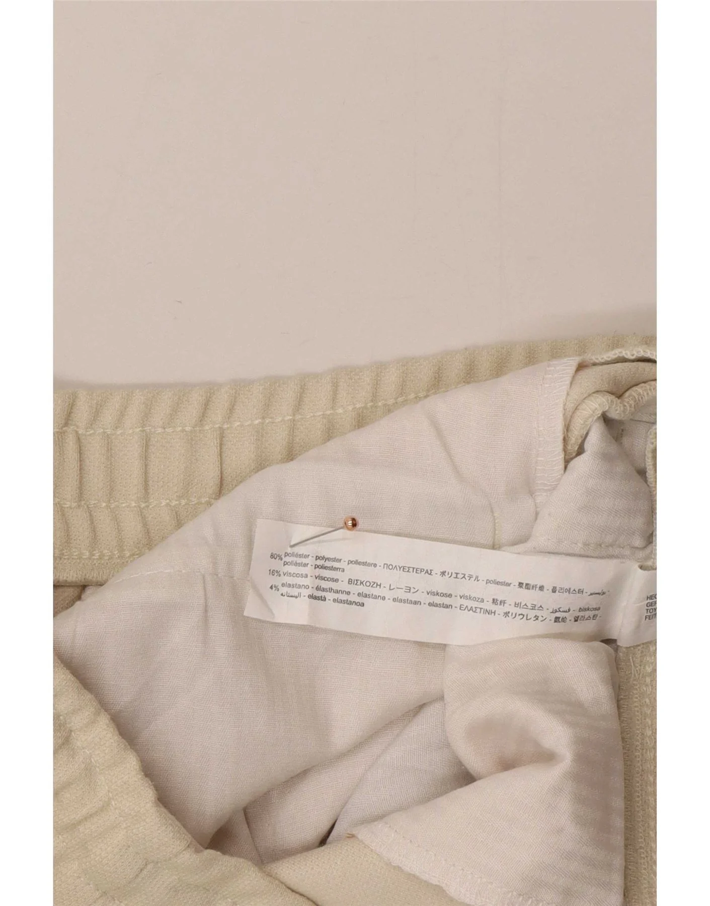 Zara Mens Tapered Chino Trousers Medium W32 L30 Beige Polyester - Image 4
